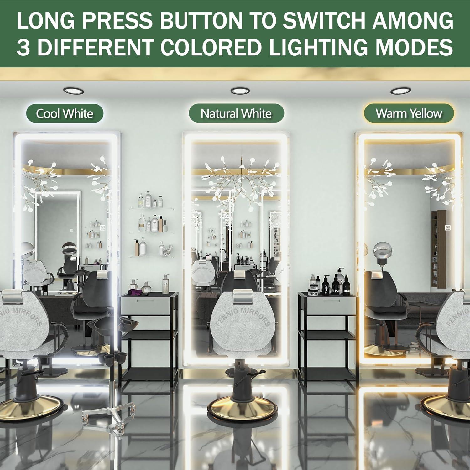 Espejo de Cuerpo Completo FENNIO LED 178x81 cm Plata