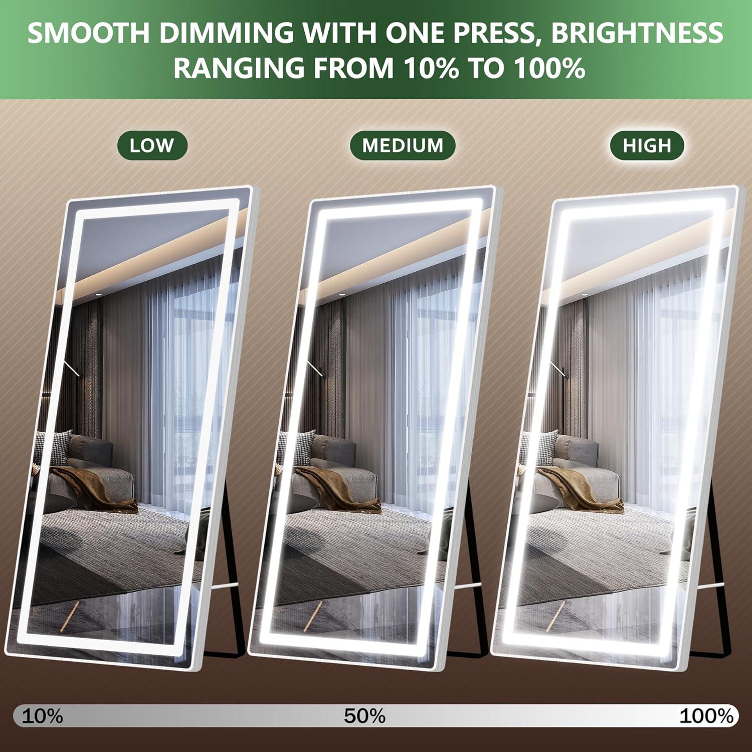 Espejo de Cuerpo Completo FENNIO LED 178x81 cm Plata