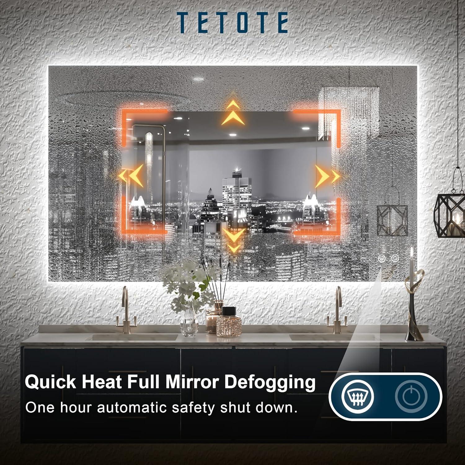 Espejo de Baño Iluminado LED TETOTE 61x101.6 cm Regulable