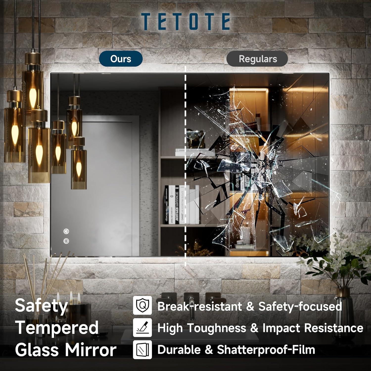 Espejo de Baño Iluminado LED TETOTE 61x101.6 cm Regulable