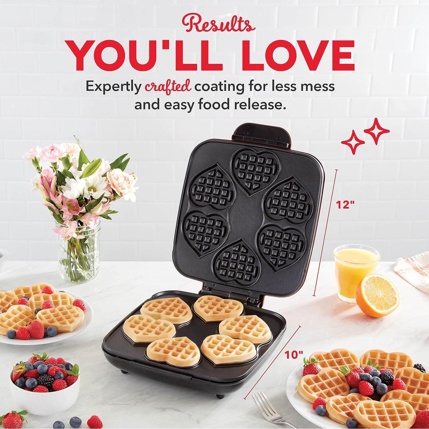 DASH Mini Waffle Maker 6 Corazones 7,62 cm Antiadherente