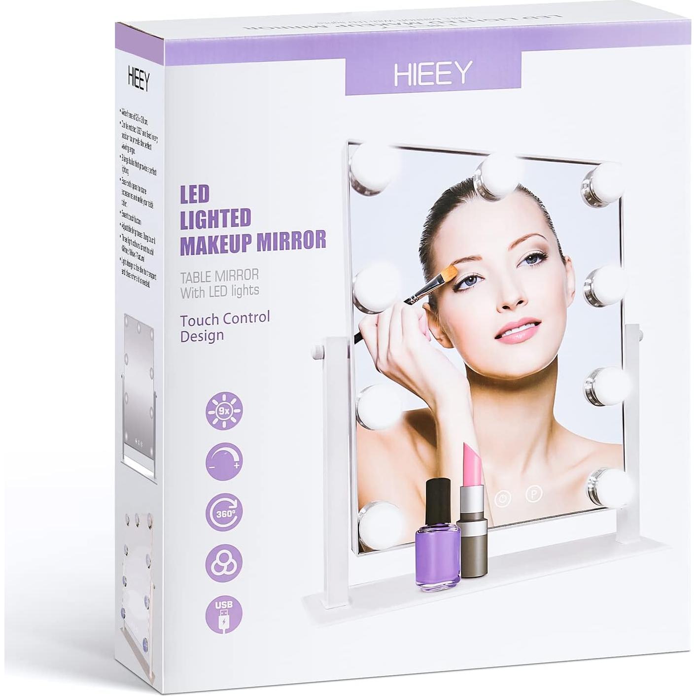 Espejo de Tocador HIEEY con Luces 9 Bombillas Regulables