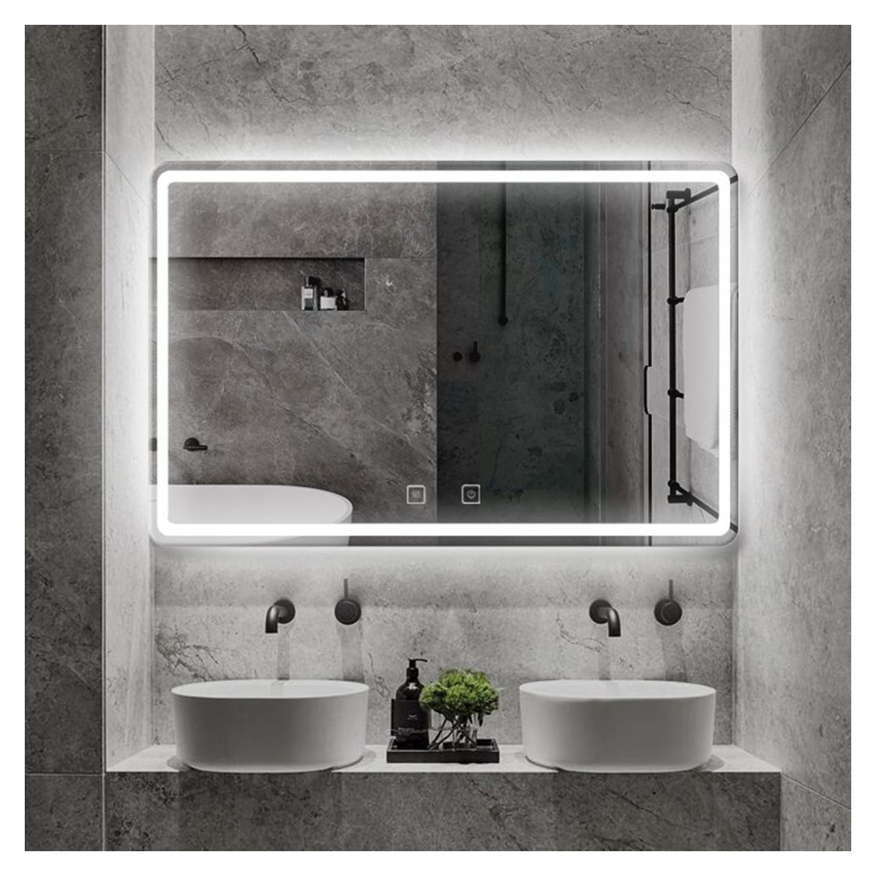 Espejo de Baño LED SNUGACE 80x60 cm con Luz Frontal y Trasera