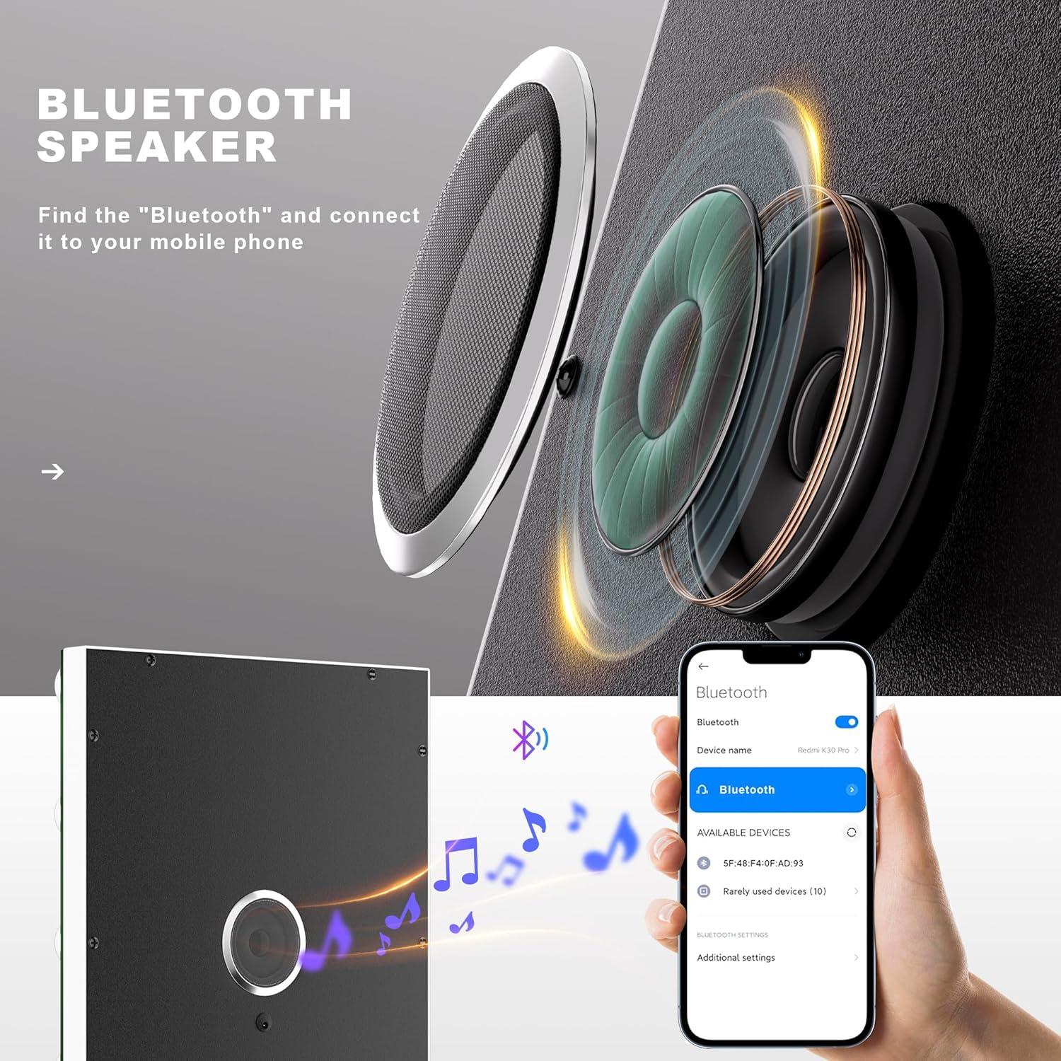 Espejo de tocador Hasipu con luces y altavoz Bluetooth 25x35cm