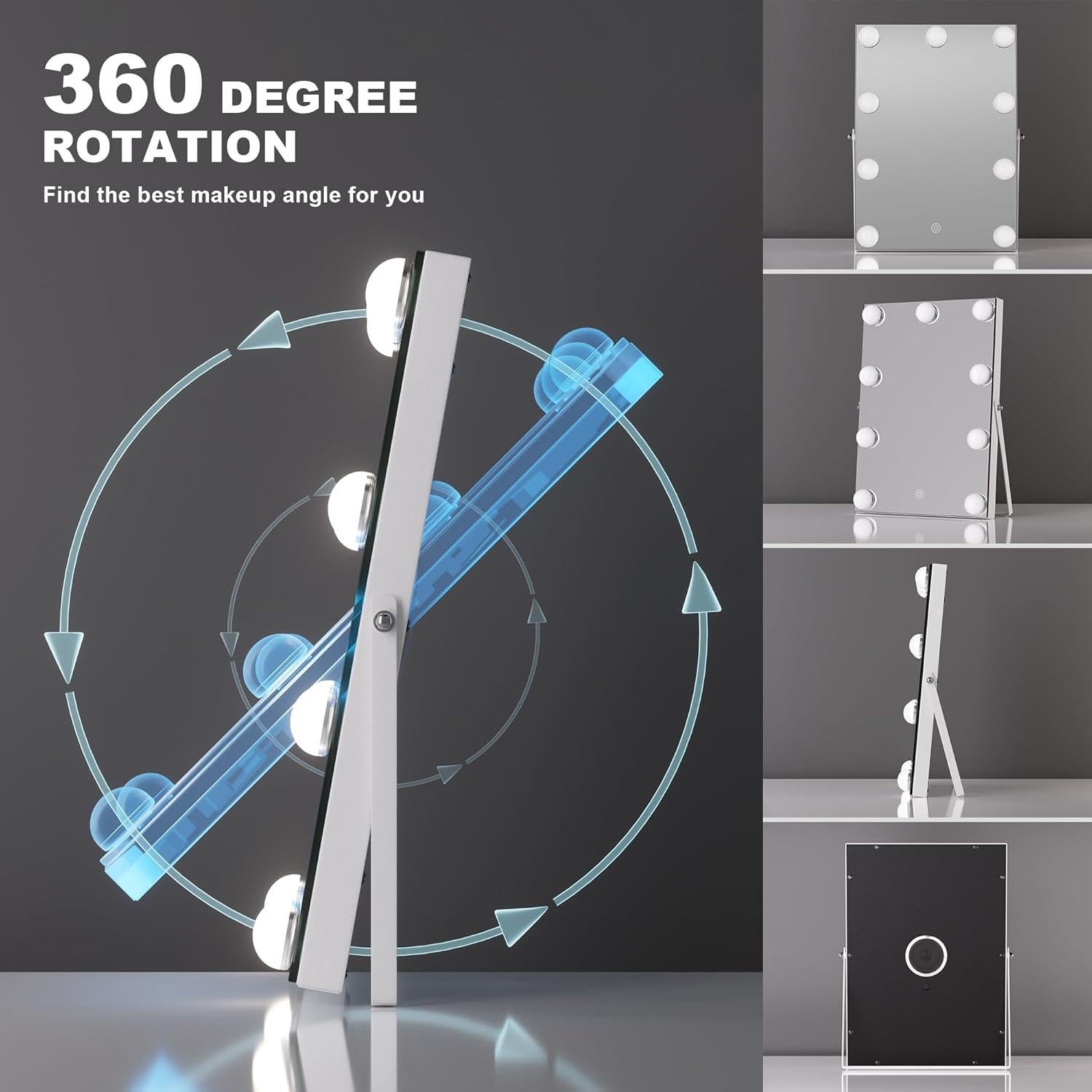 Espejo de tocador Hasipu con luces y altavoz Bluetooth 25x35cm