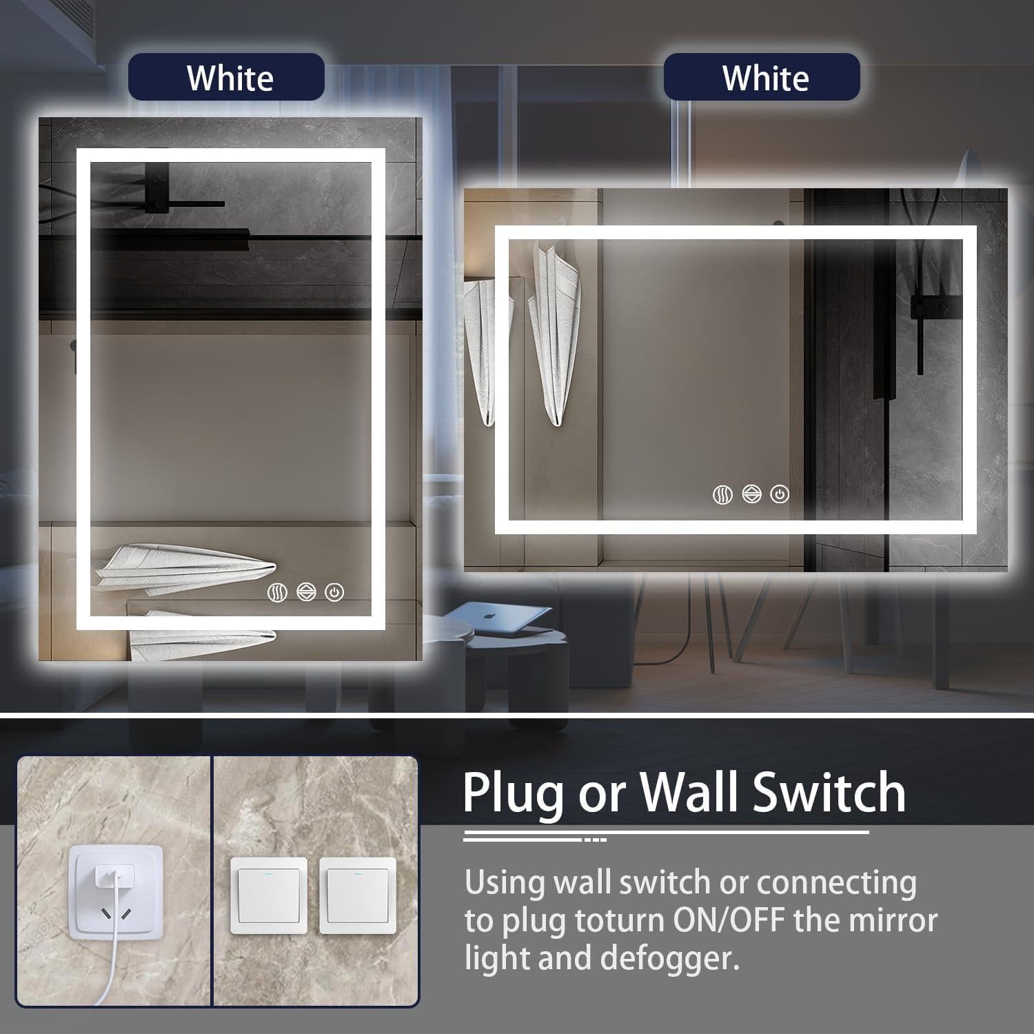 Espejo de Baño LED WISSMIELS 121,9x81,3 cm Táctil Dimmable