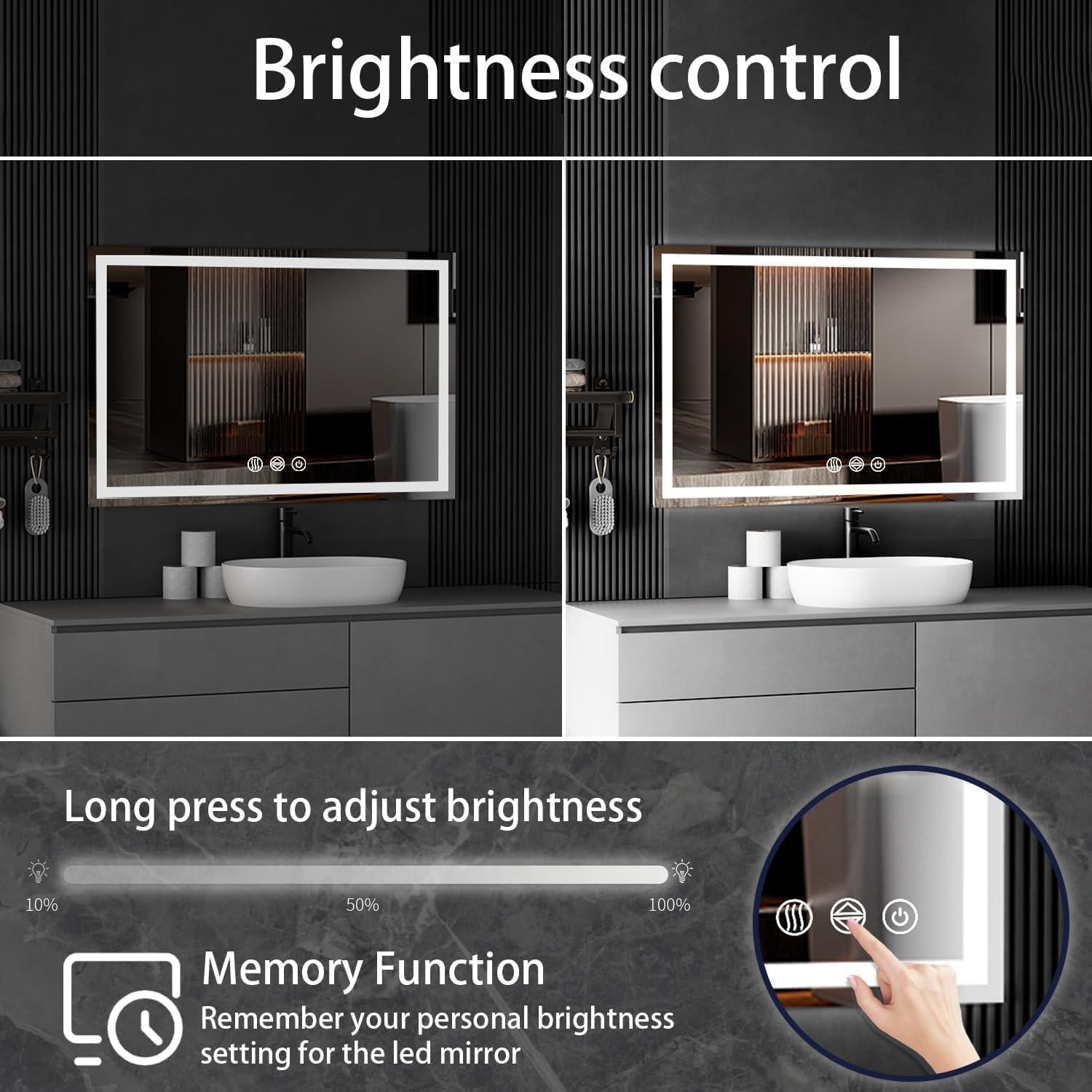 Espejo de Baño LED WISSMIELS 121,9x81,3 cm Táctil Dimmable