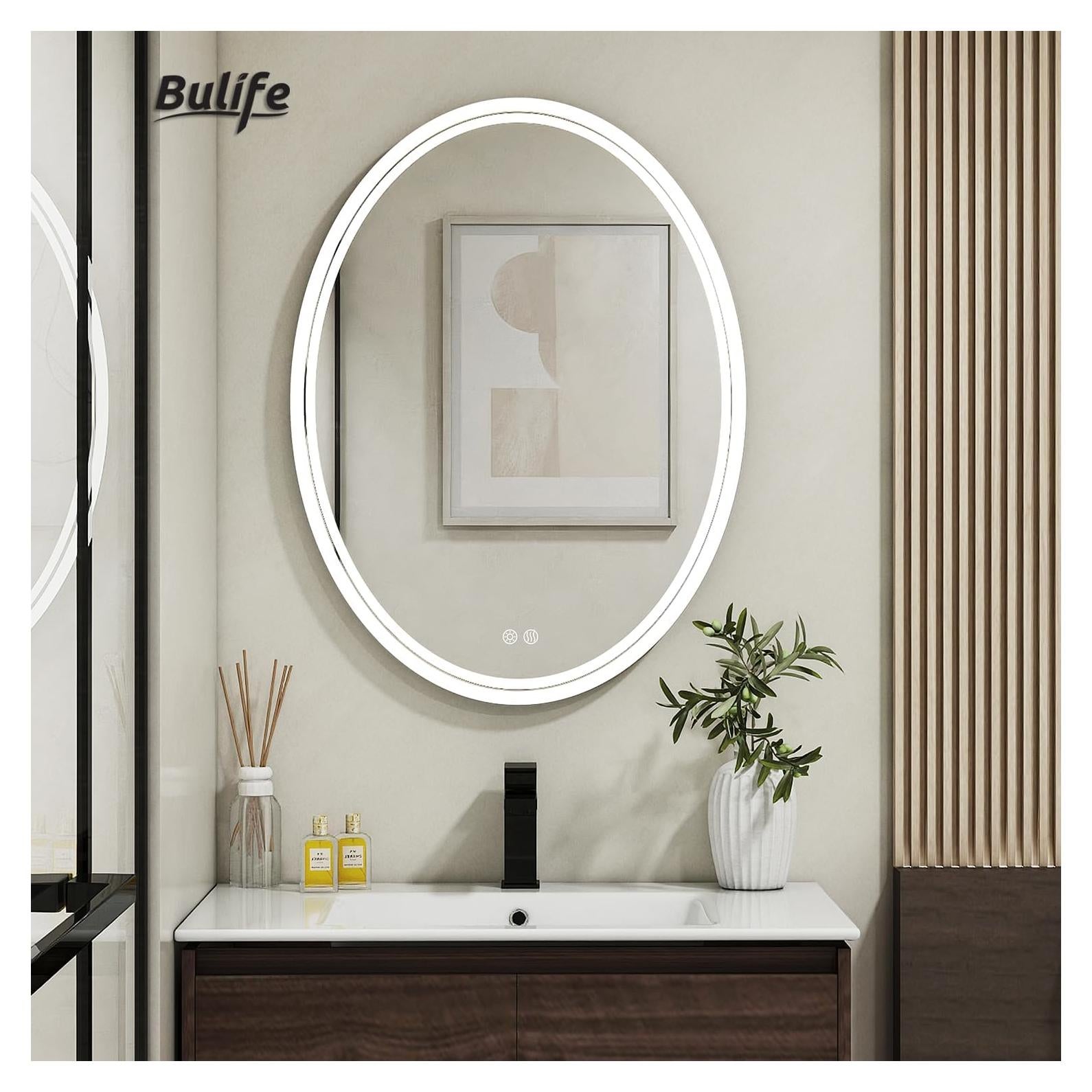 Espejo de baño LED ovalado BuLife 91x71 cm anti-vaho