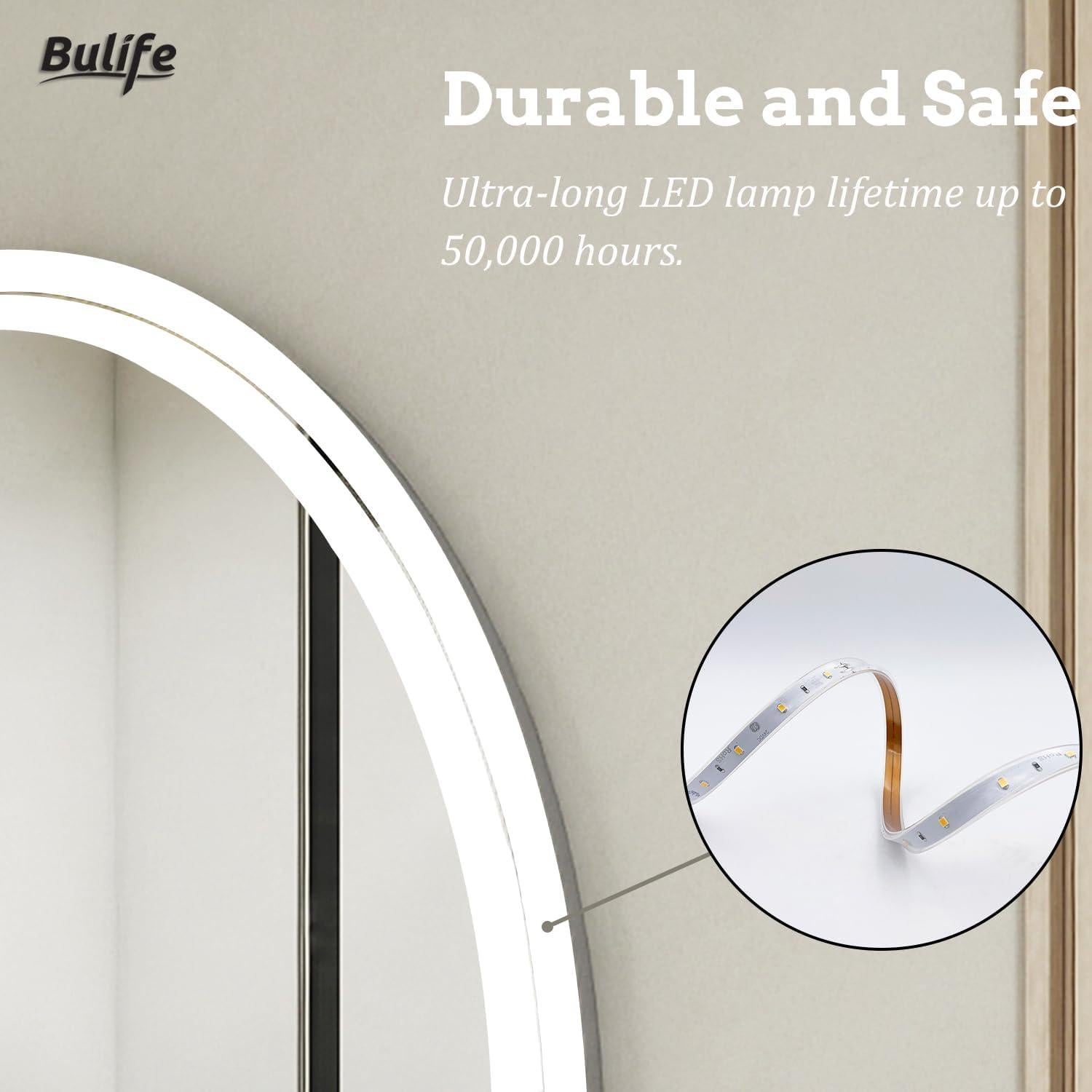Espejo de baño LED ovalado BuLife 91x71 cm anti-vaho