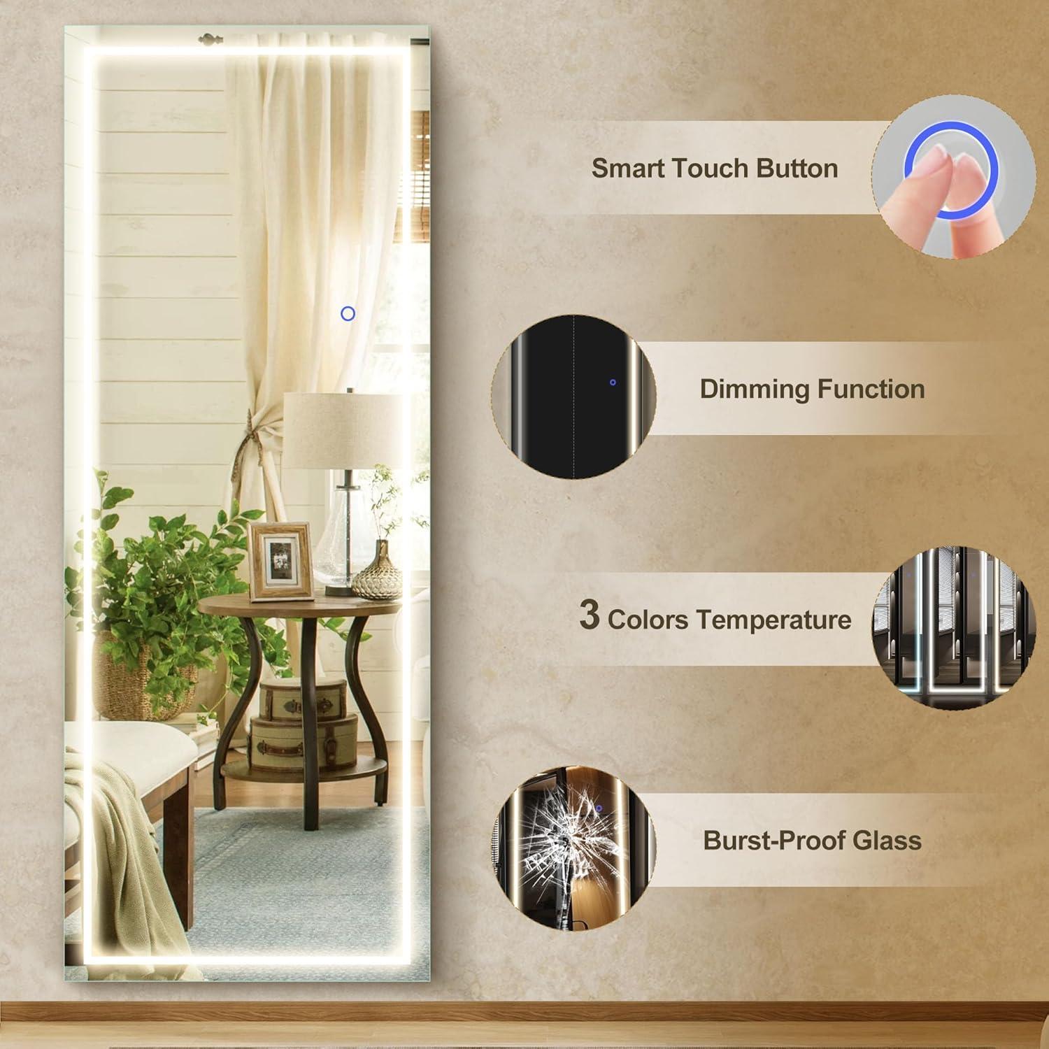 Espejo LED de Cuerpo Entero GlasFlength 160x50.8cm Plata