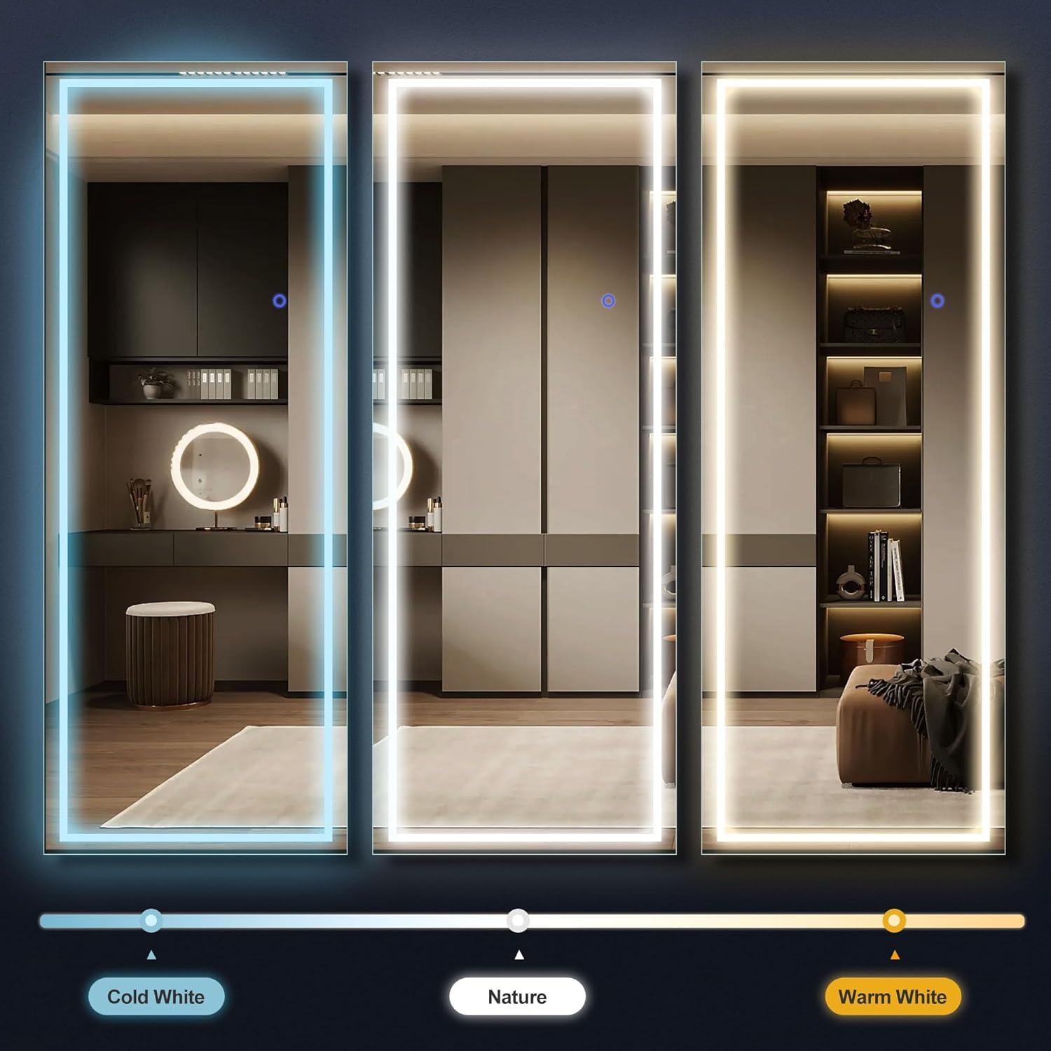 Espejo LED de Cuerpo Entero GlasFlength 160x50.8cm Plata