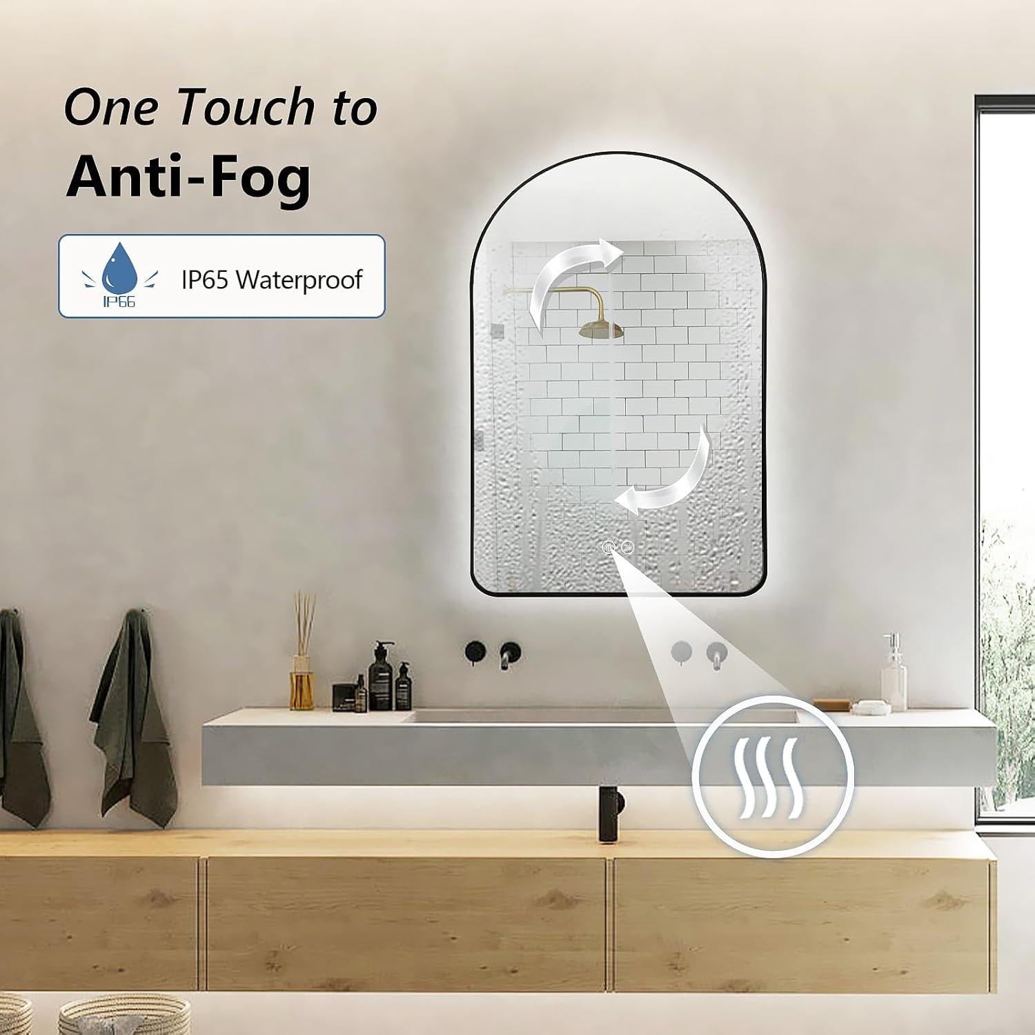 Espejo de Baño Iluminado LED Niccy 91x61 cm Negro Arco