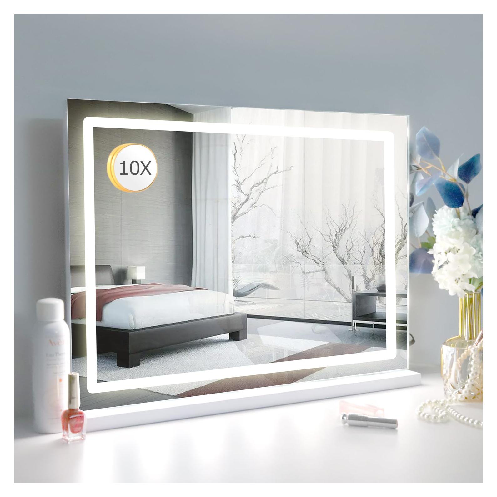 Espejo de Maquillaje Grande LilyHome con LED y 10X