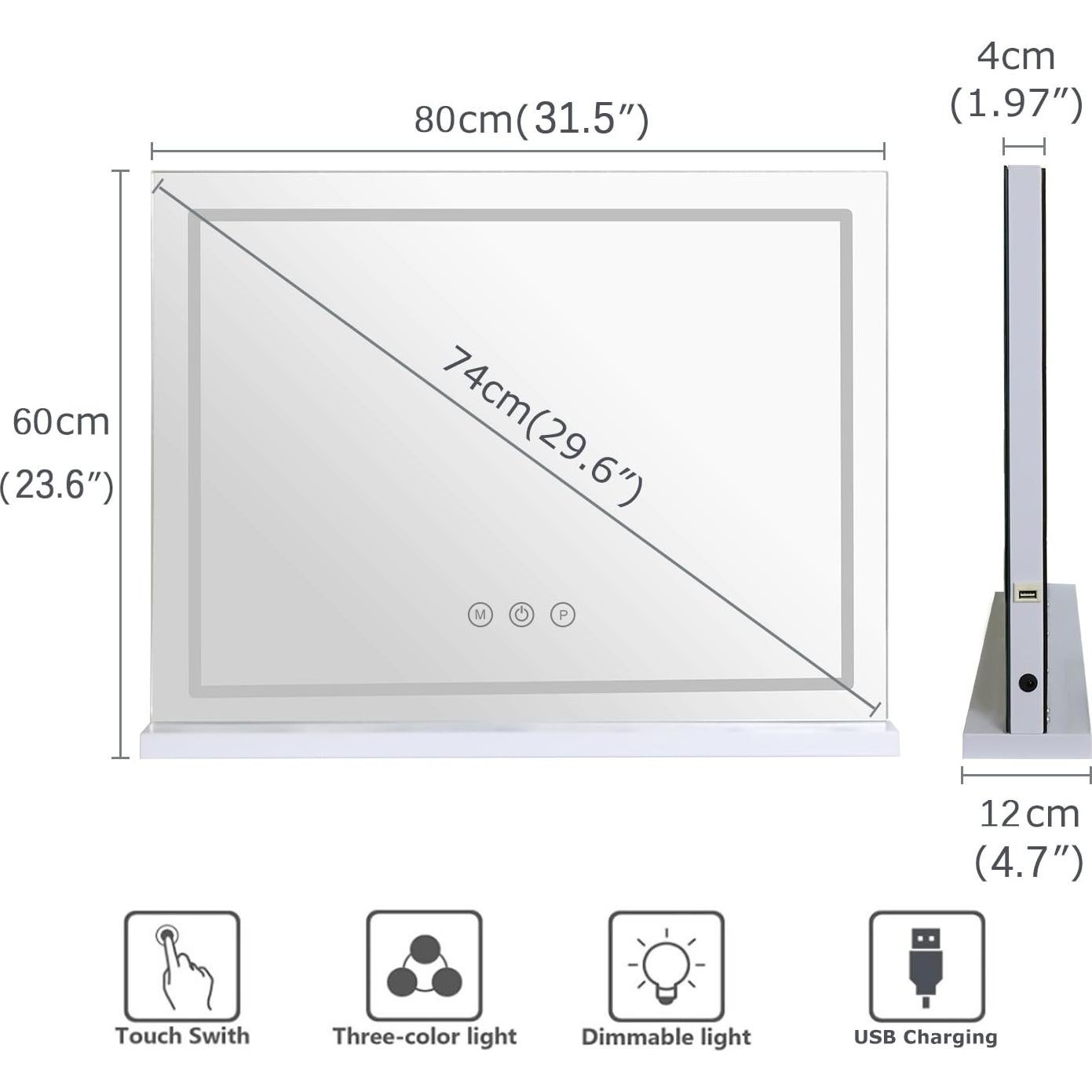 Espejo de Maquillaje Grande LilyHome con LED y 10X