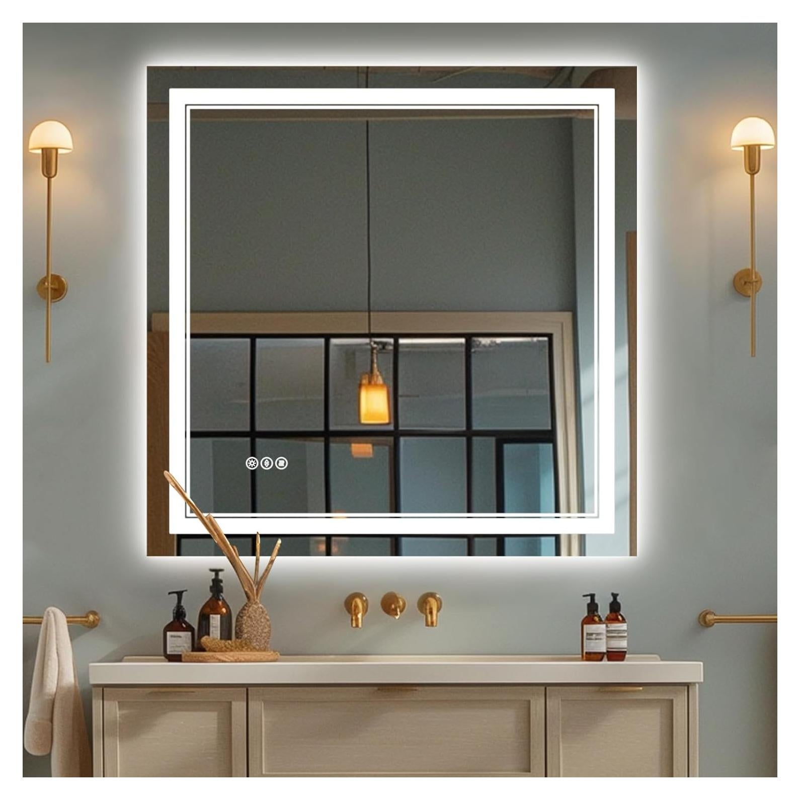 Espejo LED TIFULLHOME 76x76 cm con luz y anti-vaho