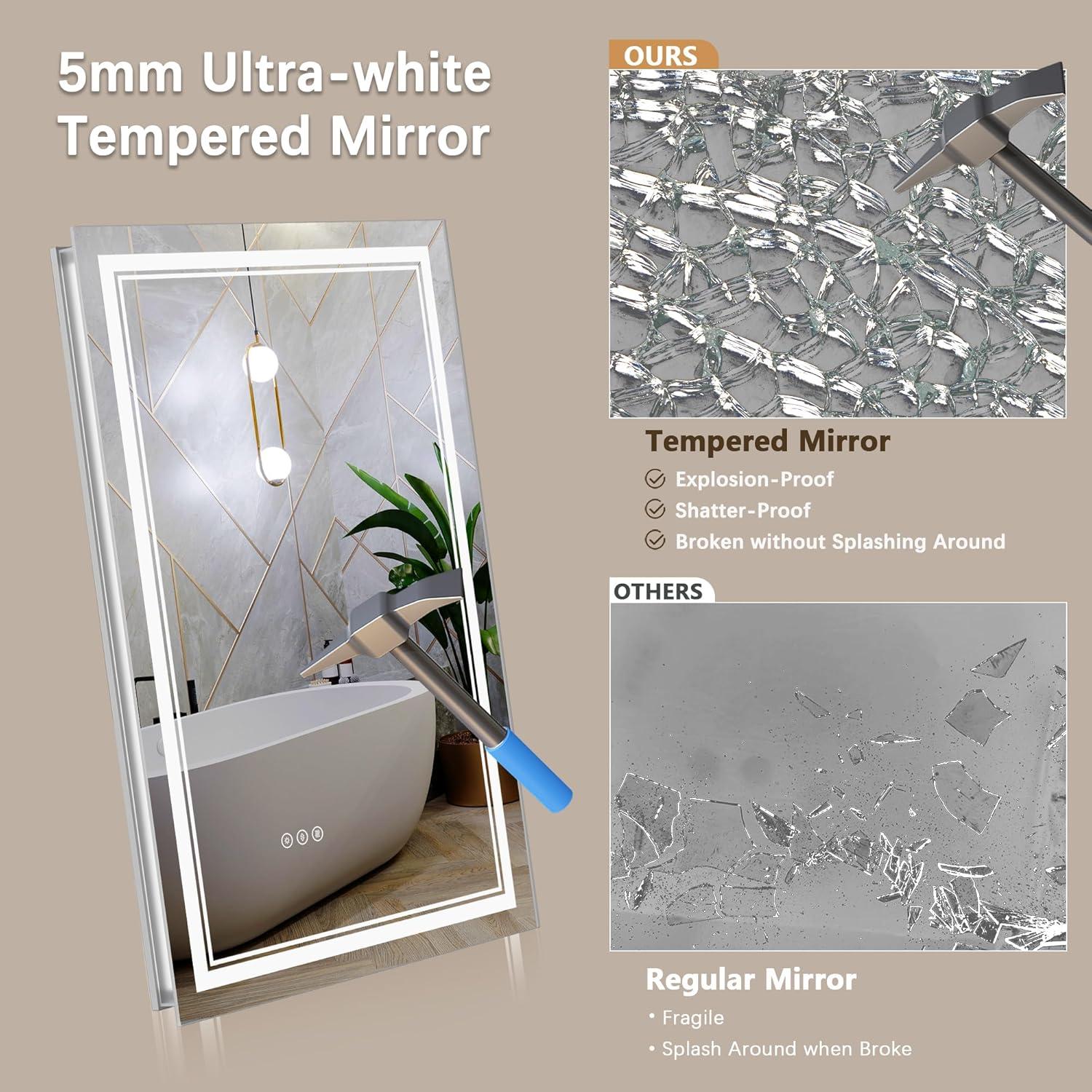 Espejo LED TIFULLHOME 76x76 cm con luz y anti-vaho