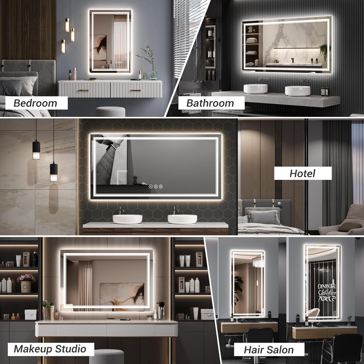 Espejo LED TIFULLHOME 76x76 cm con luz y anti-vaho