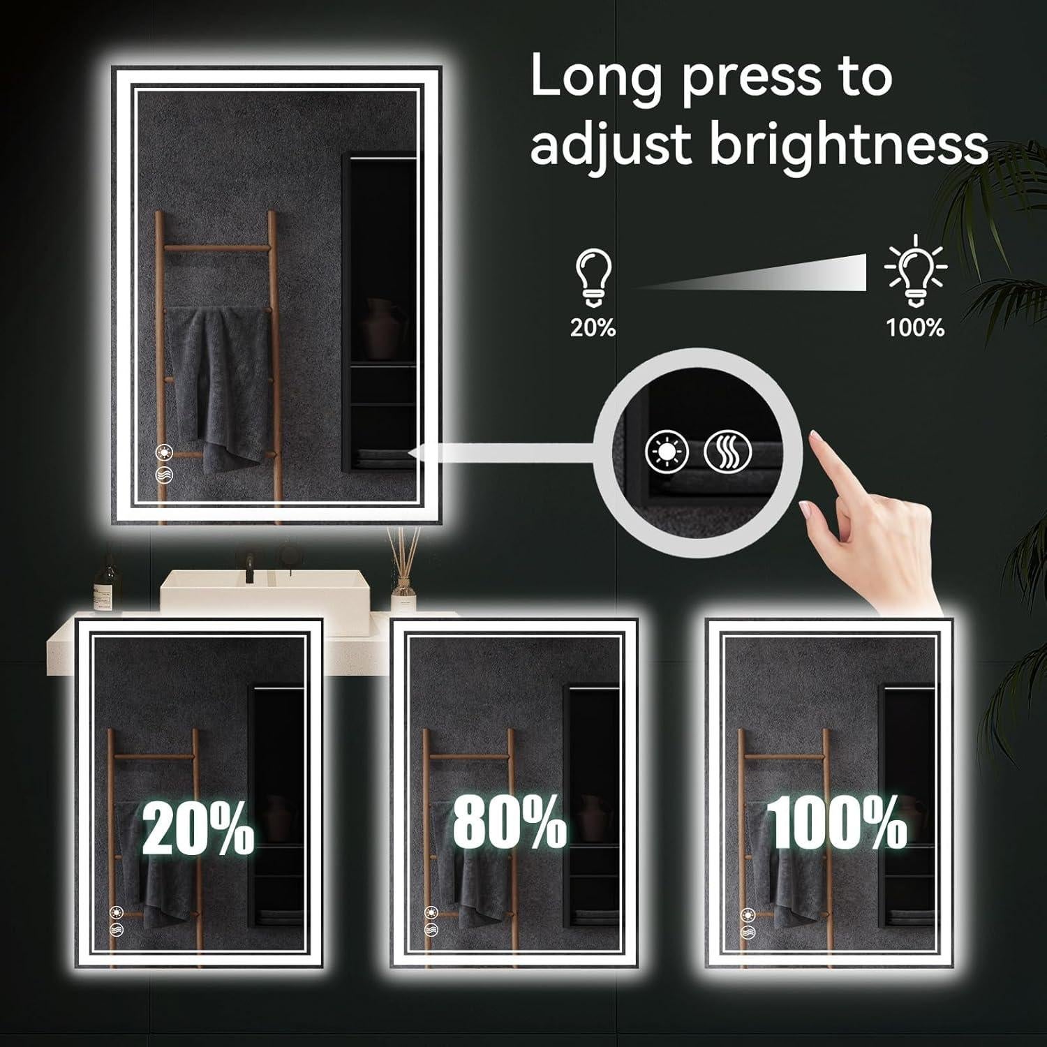 Espejo LED NESDCC 81x60 cm Baño Regulable Antiempañante