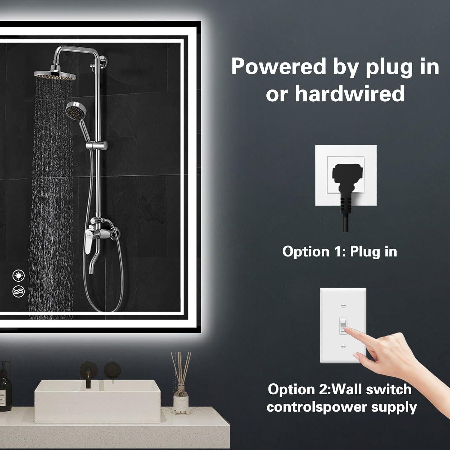 Espejo LED NESDCC 81x60 cm Baño Regulable Antiempañante