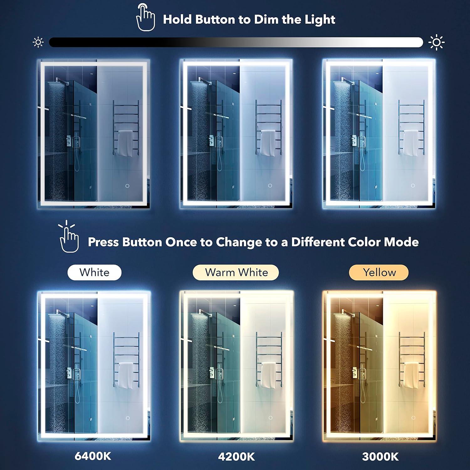 Espejo de Baño LED JONATHAN Y 101,6x91,4 cm Antivaho