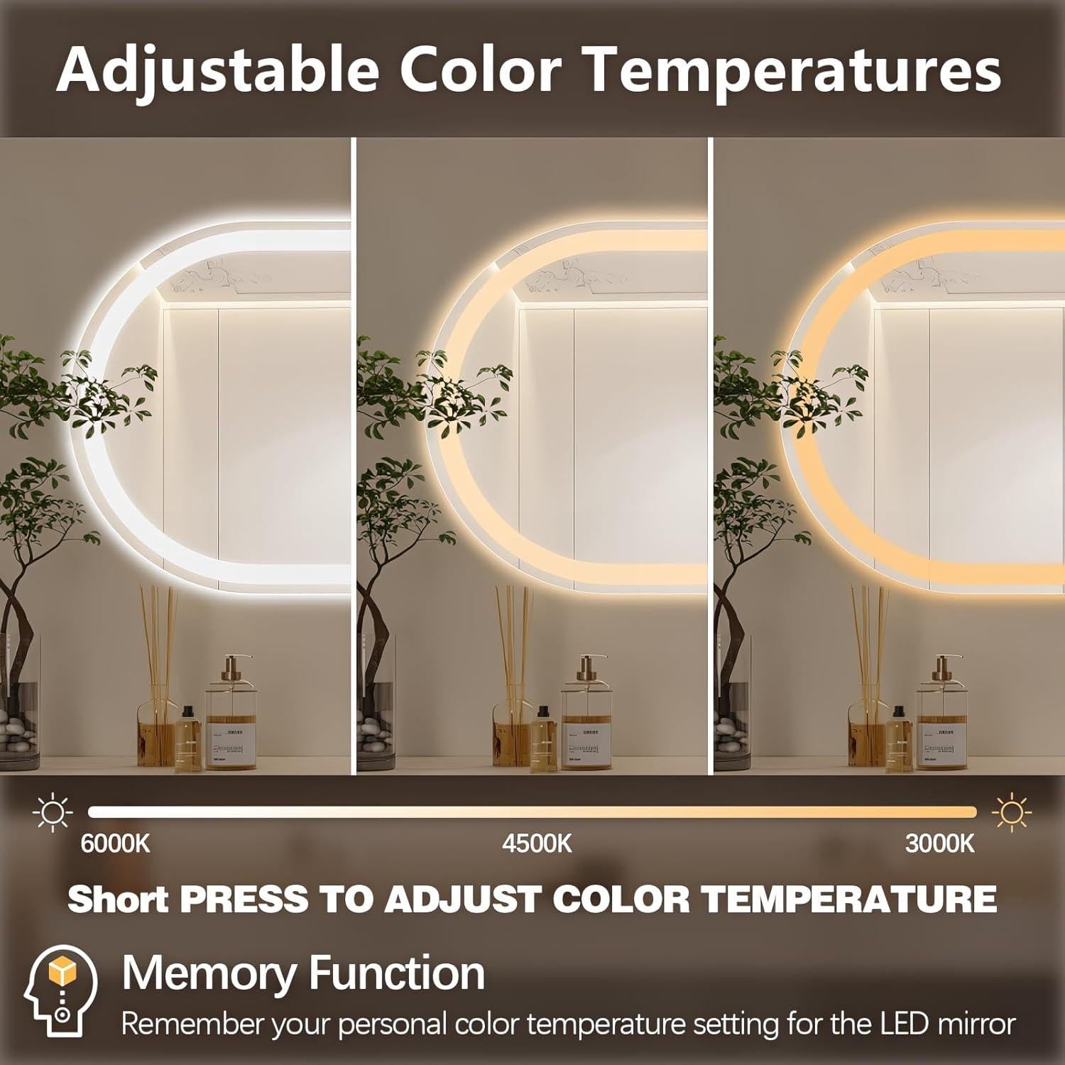 Espejo LED Arqueado Niccy 101.6x61 cm para Baño