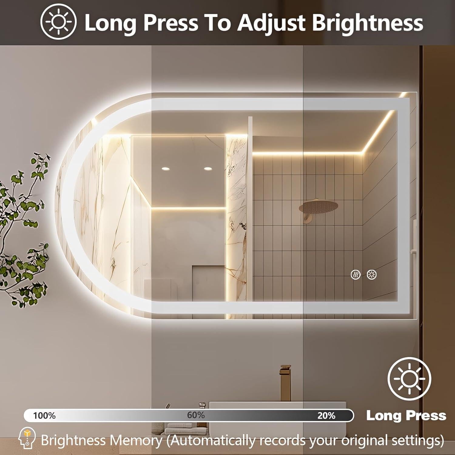 Espejo LED Arqueado Niccy 101.6x61 cm para Baño