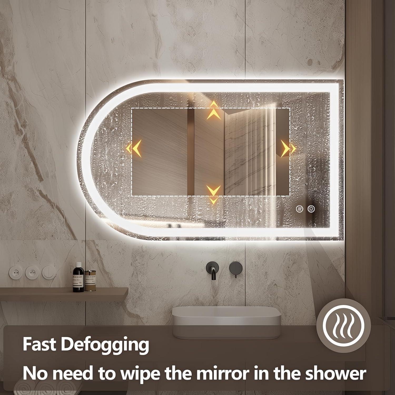 Espejo LED Arqueado Niccy 101.6x61 cm para Baño