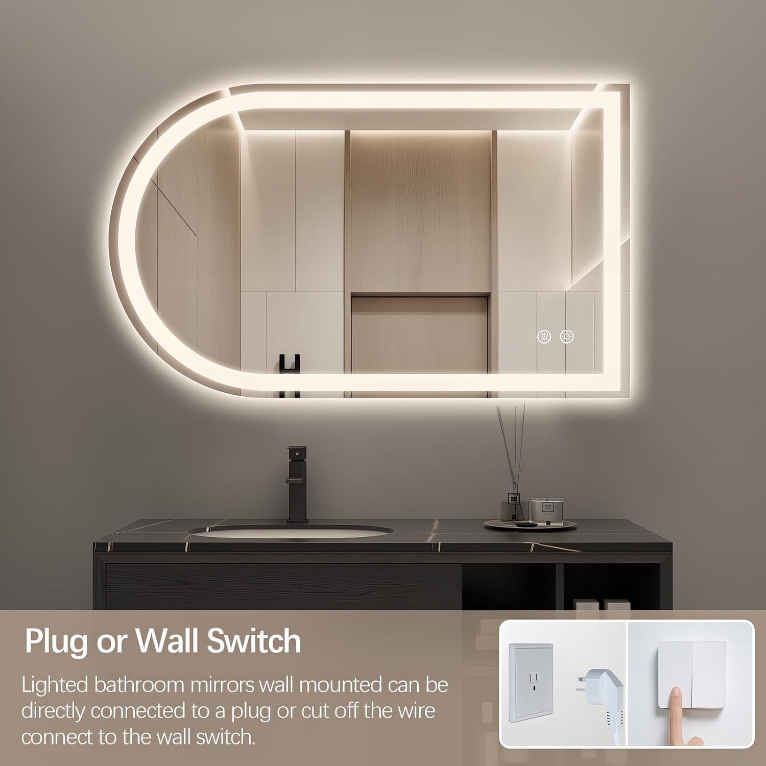 Espejo LED Arqueado Niccy 101.6x61 cm para Baño