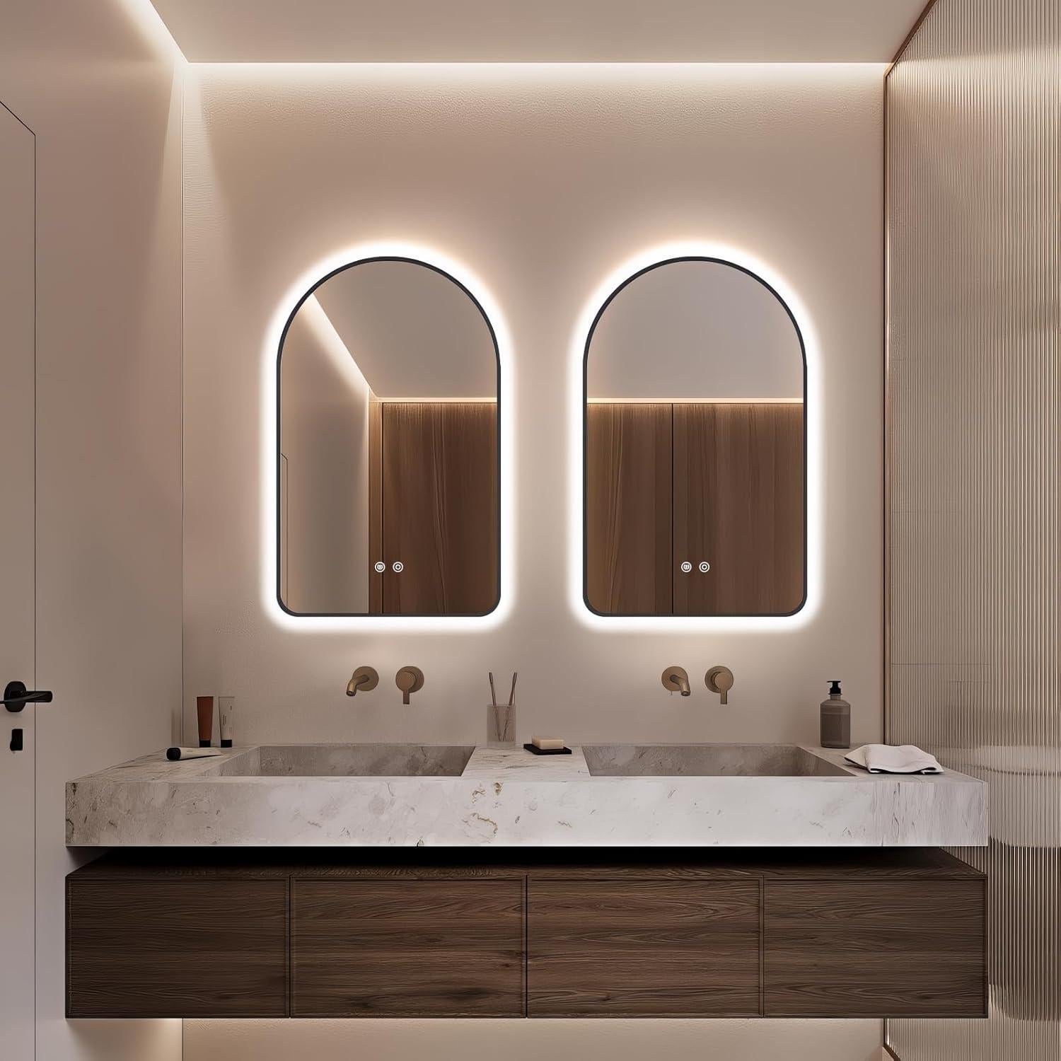 Espejo de Baño LED Arqueado TheiaMo 76,2x50,8cm Negro