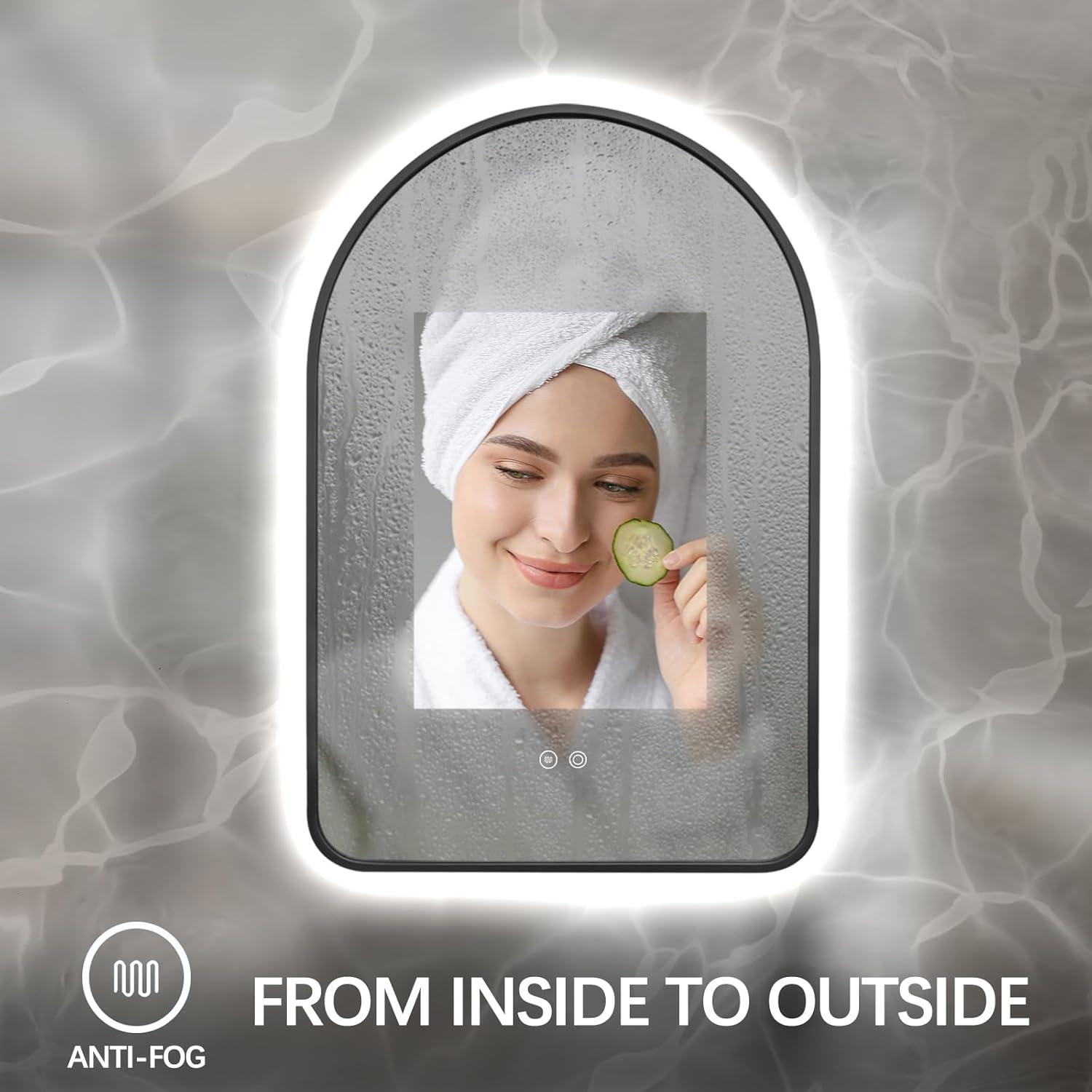 Espejo de Baño LED Arqueado TheiaMo 76,2x50,8cm Negro