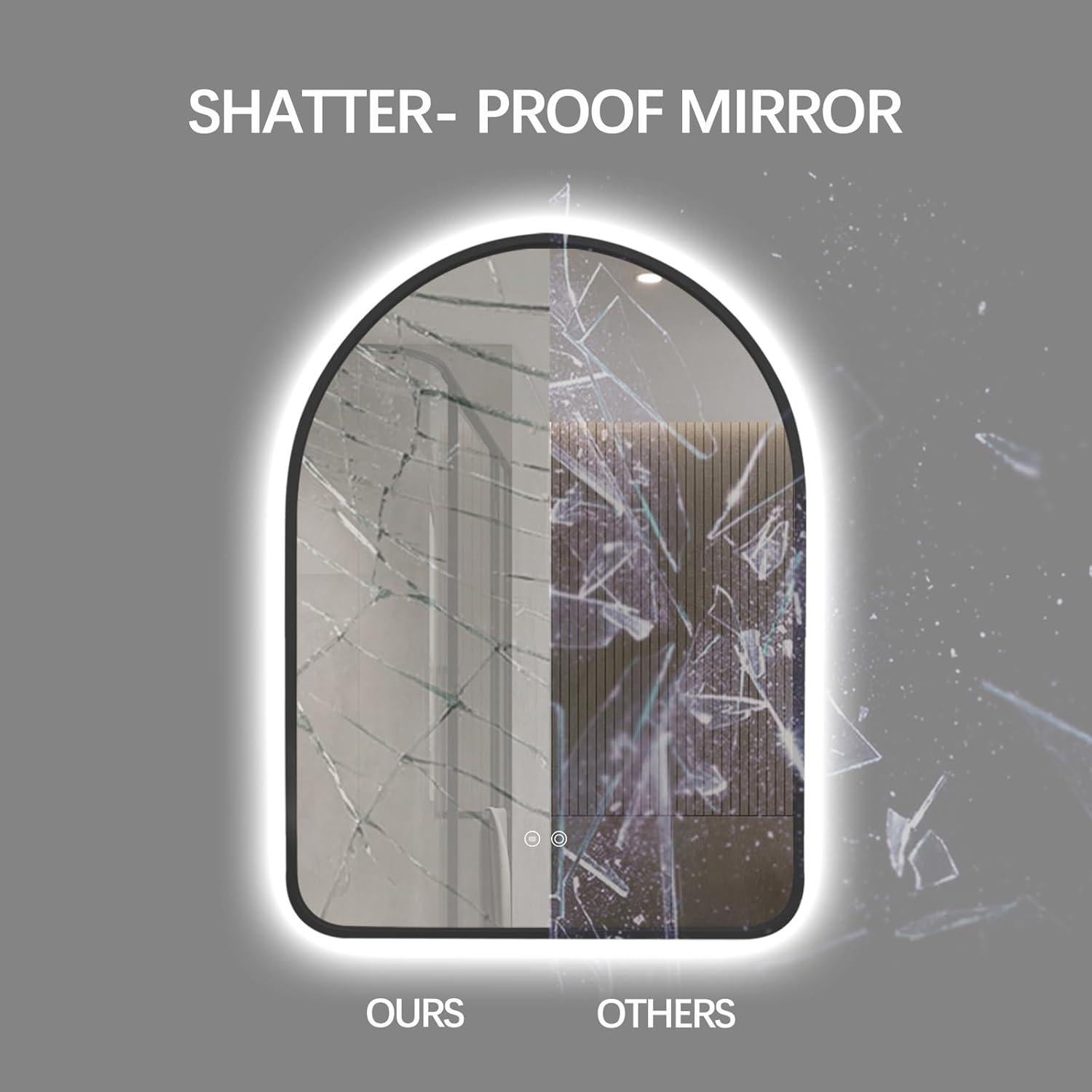 Espejo de Baño LED Arqueado TheiaMo 76,2x50,8cm Negro