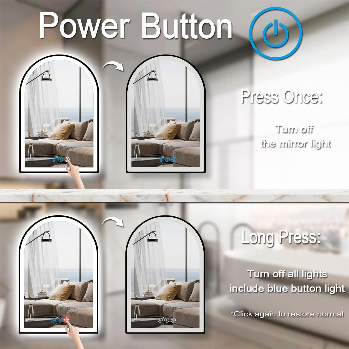 Espejo LED Arqueado THEKLA 60x40 cm con Luz Regulable