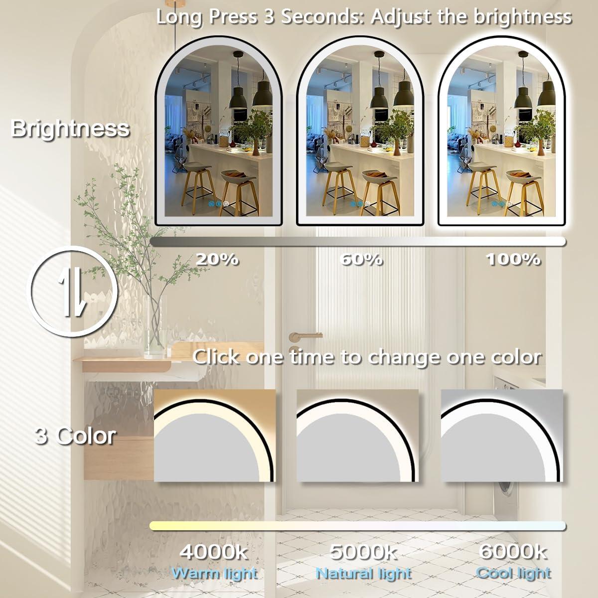 Espejo LED Arqueado THEKLA 60x40 cm con Luz Regulable