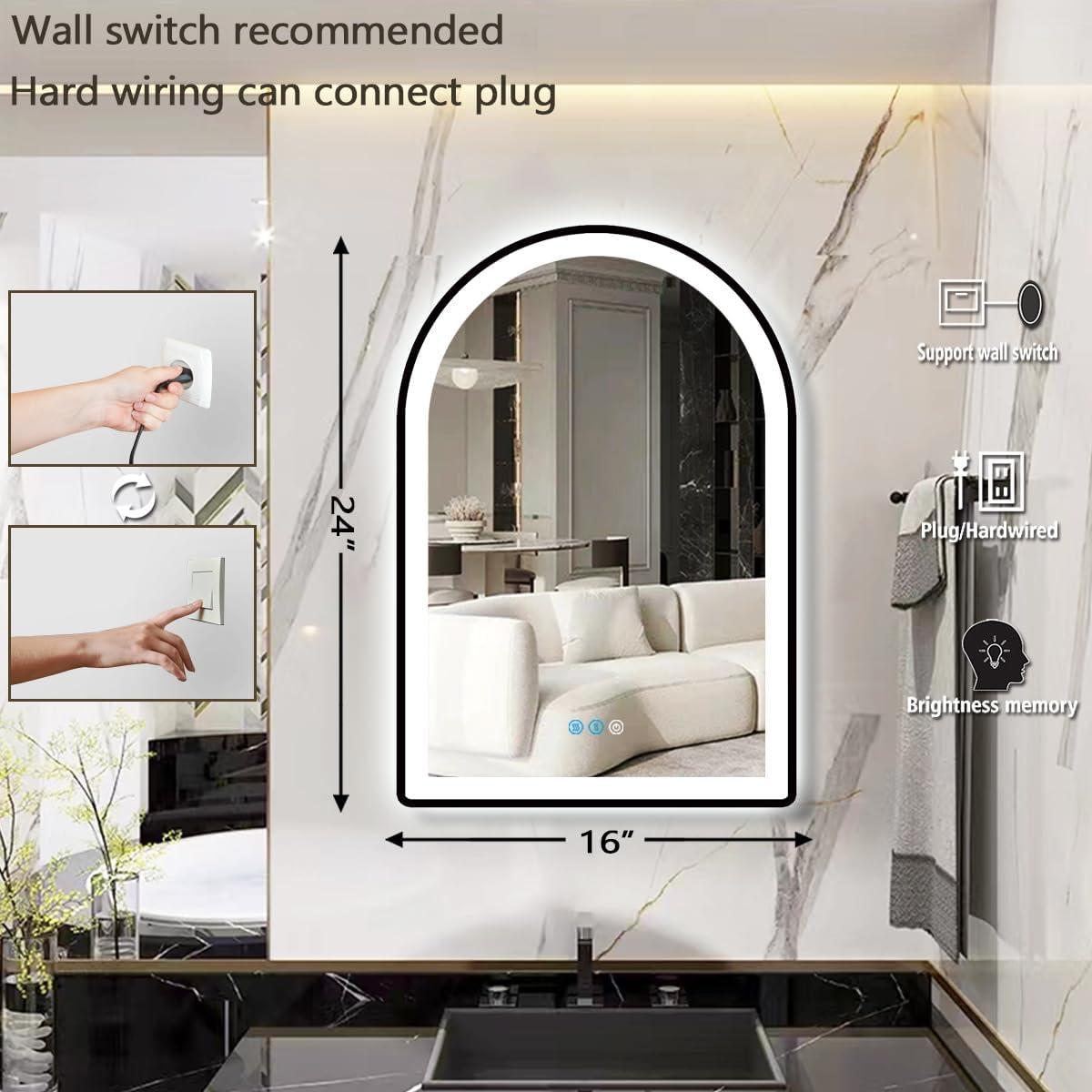 Espejo LED Arqueado THEKLA 60x40 cm con Luz Regulable