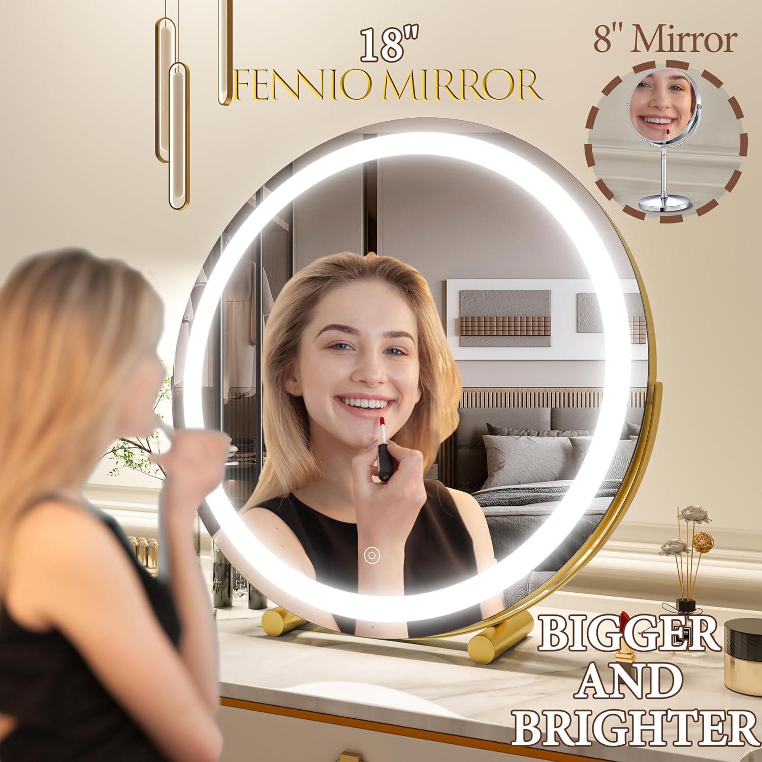 Espejo de Tocador FENNIO 45.7 cm LED Redondo con Luz