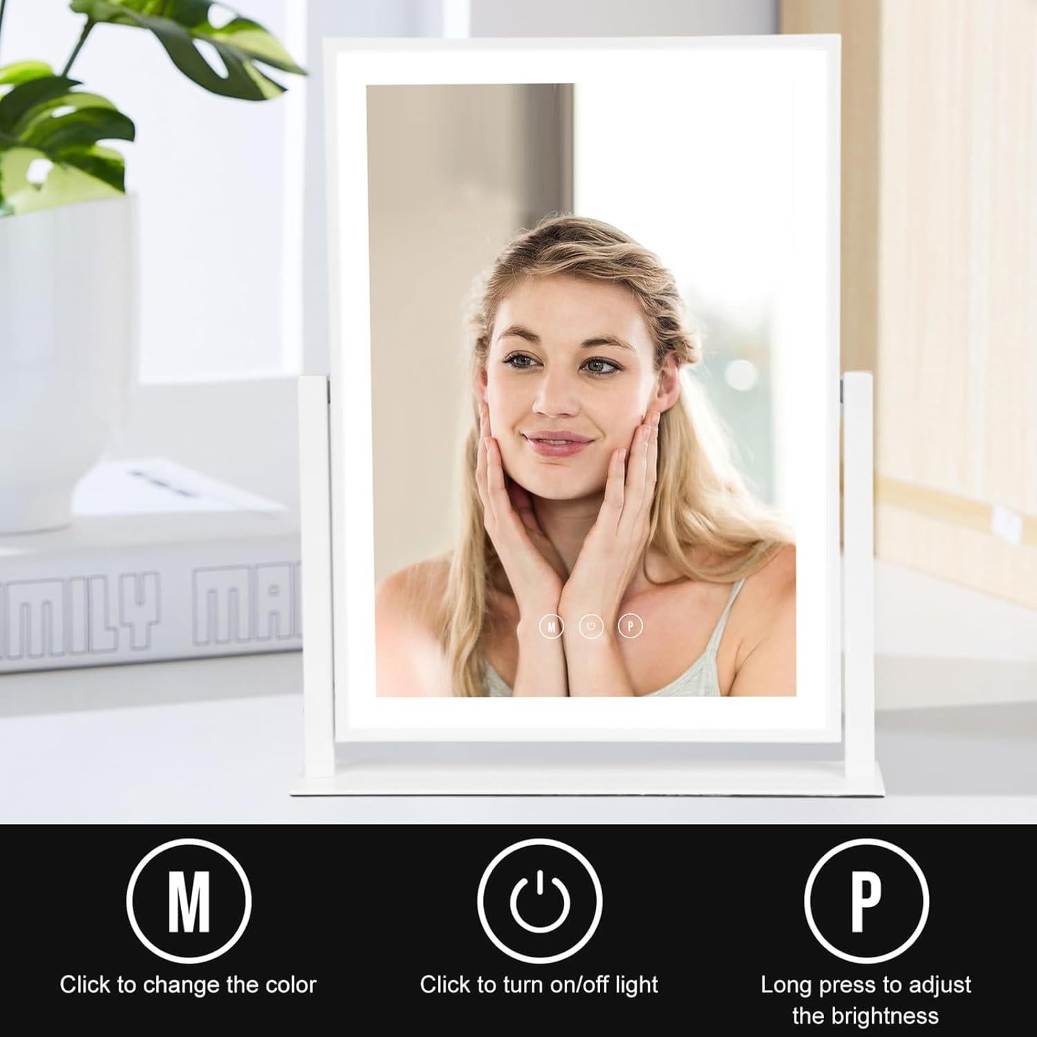 Espejo de Maquillaje Iluminado LED SJAIDASIFTM 10x 39.88x30.99cm