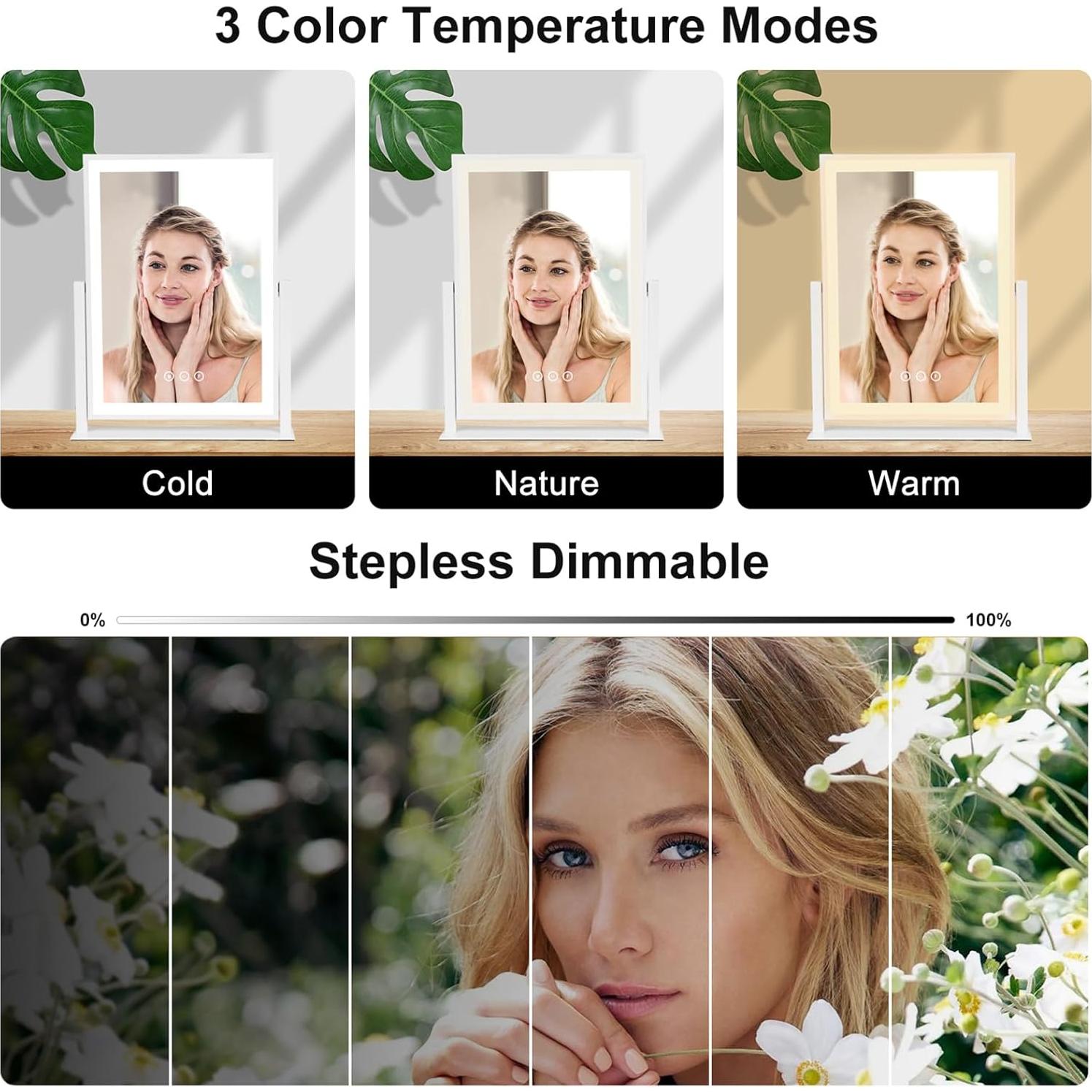 Espejo de Maquillaje Iluminado LED SJAIDASIFTM 10x 39.88x30.99cm