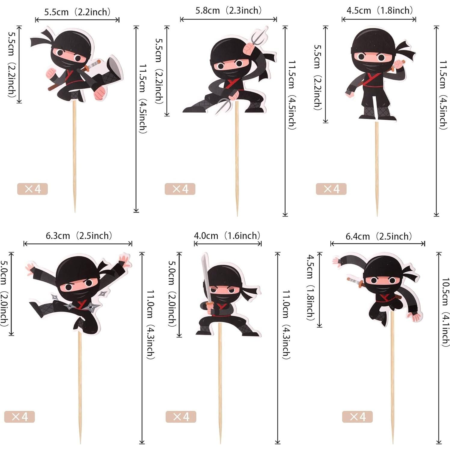 24 Adornos para Cupcakes Ninja ZHUOWEISM Decoración Fiesta