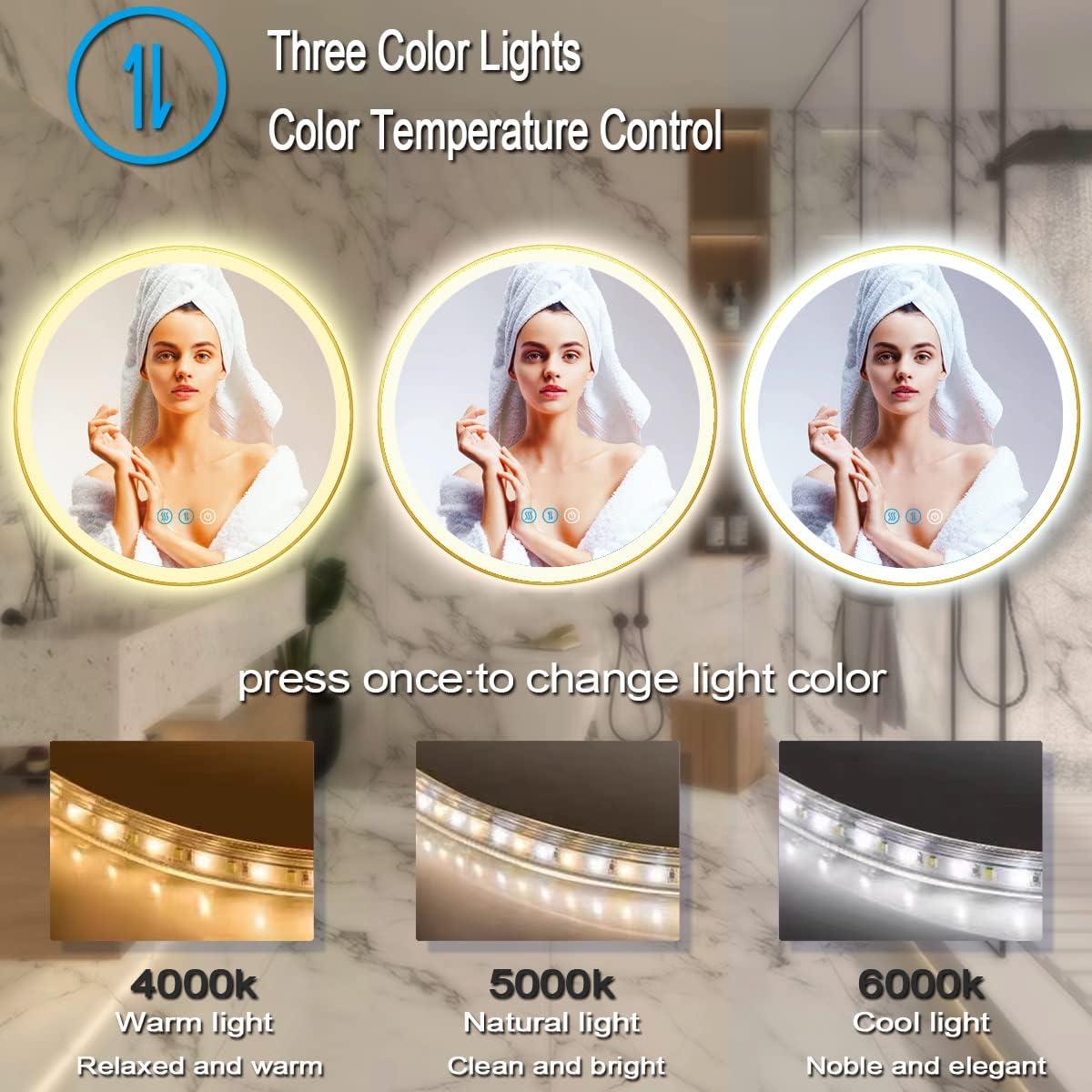 Espejo LED de Baño THEKLA Redondo 50.8 cm Dorado