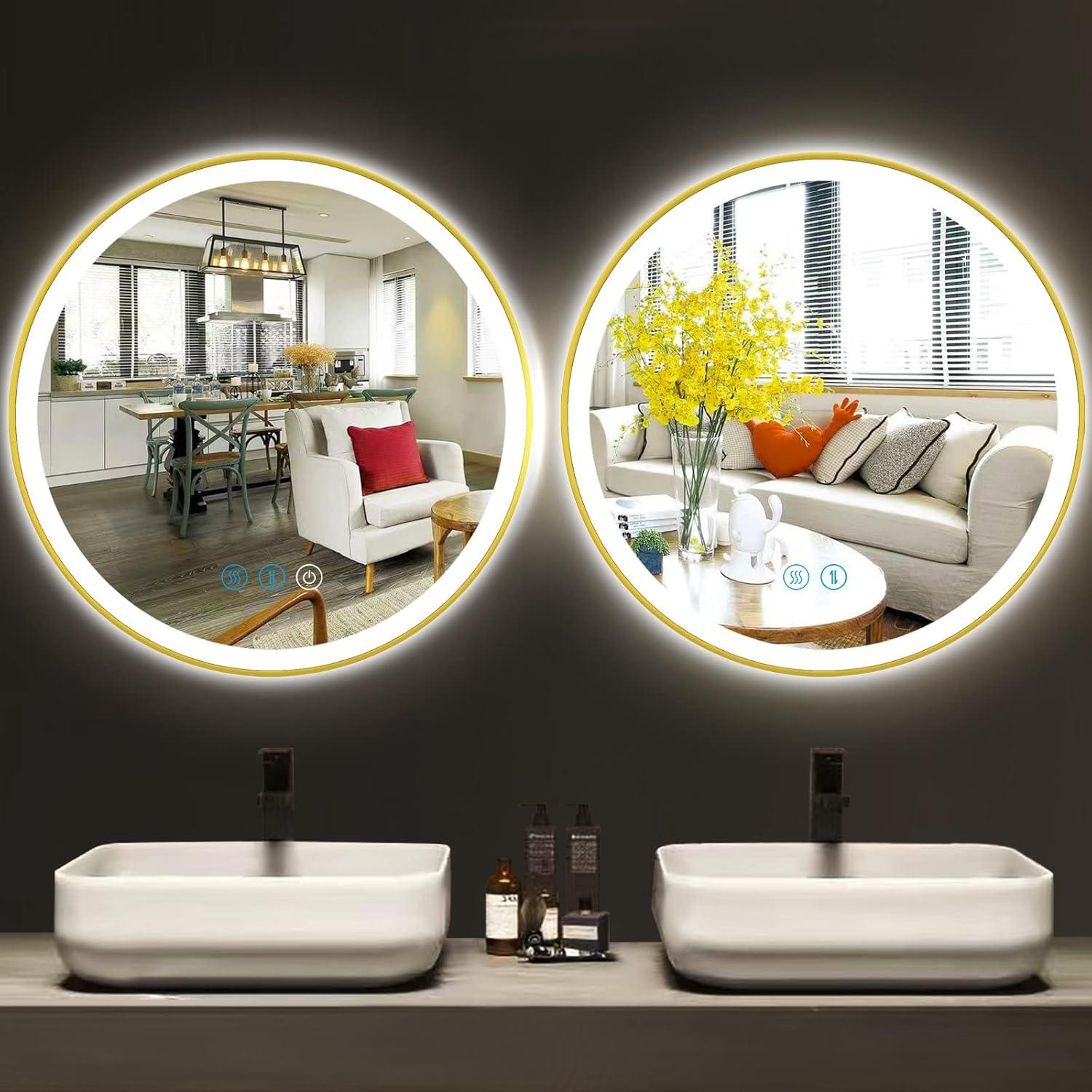 Espejo LED de Baño THEKLA Redondo 50.8 cm Dorado