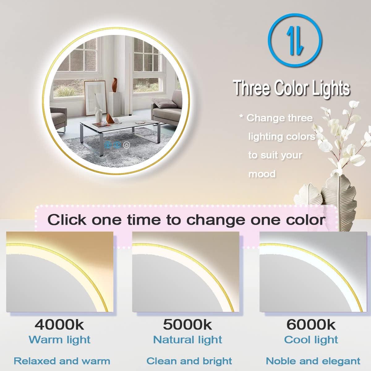 Espejo LED Redondo ARUMMA 50.8 cm Dorado Iluminado