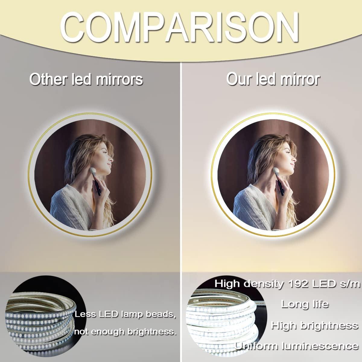 Espejo LED Redondo ARUMMA 50.8 cm Dorado Iluminado