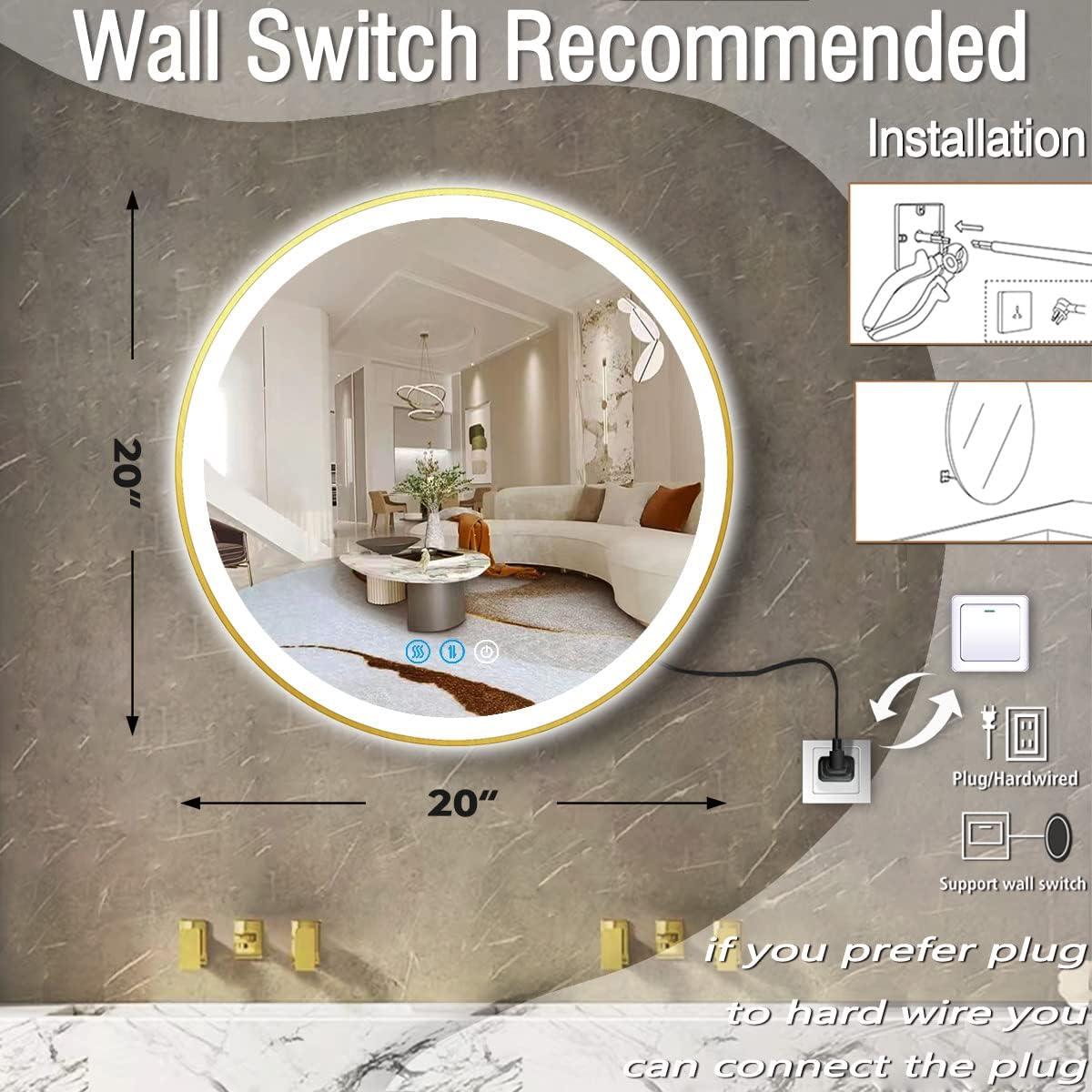 Espejo LED Redondo ARUMMA 50.8 cm Dorado Iluminado