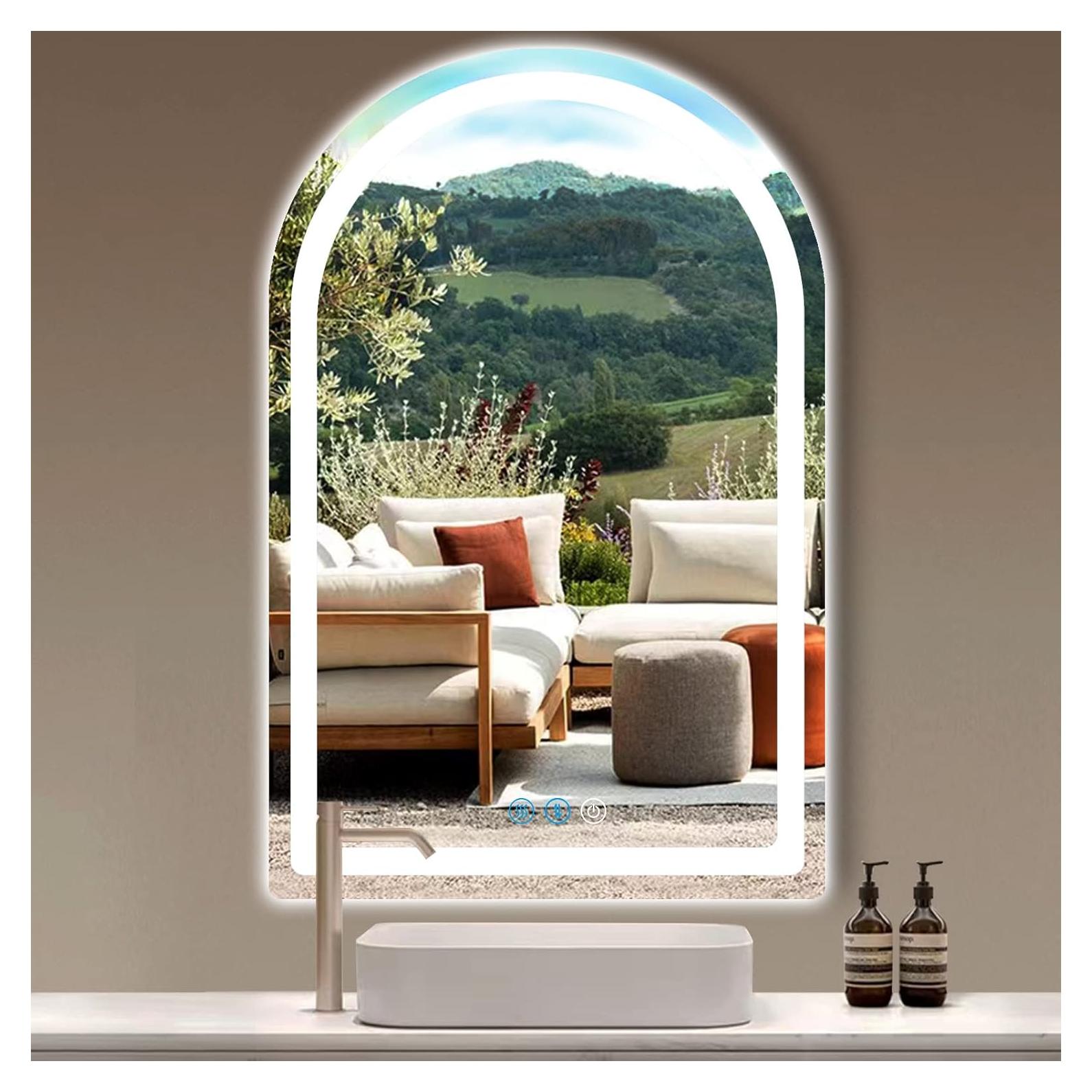 Espejo LED de baño DIDIDADA Arch 76x51 cm regulable