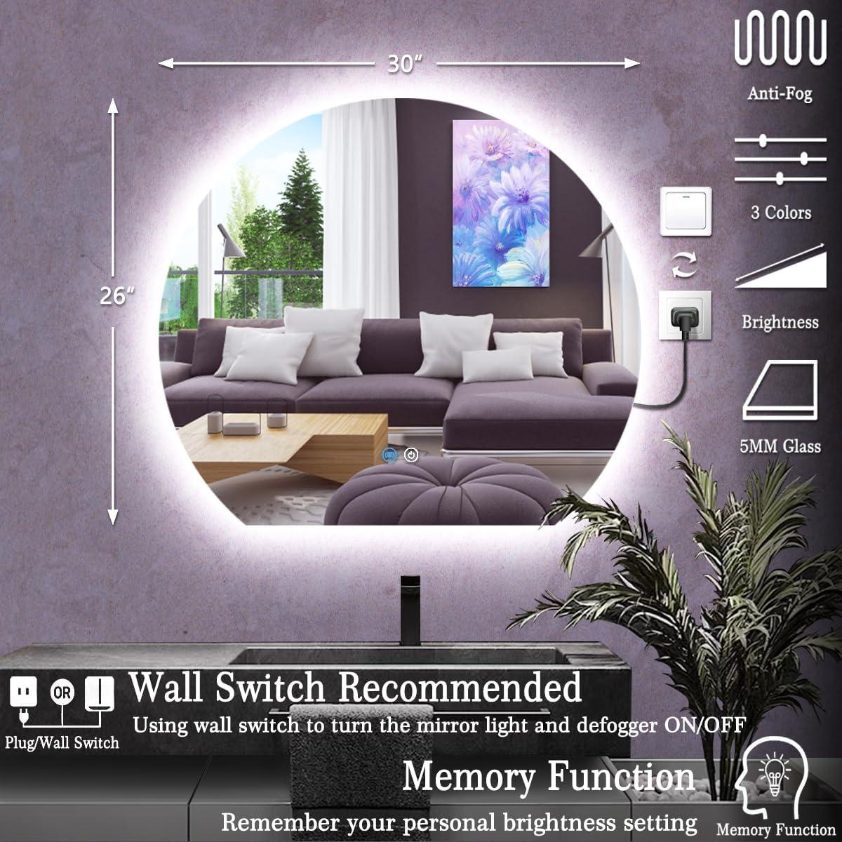 Espejo LED TiliKuly 76x66 cm Retroiluminado Anti-vaho