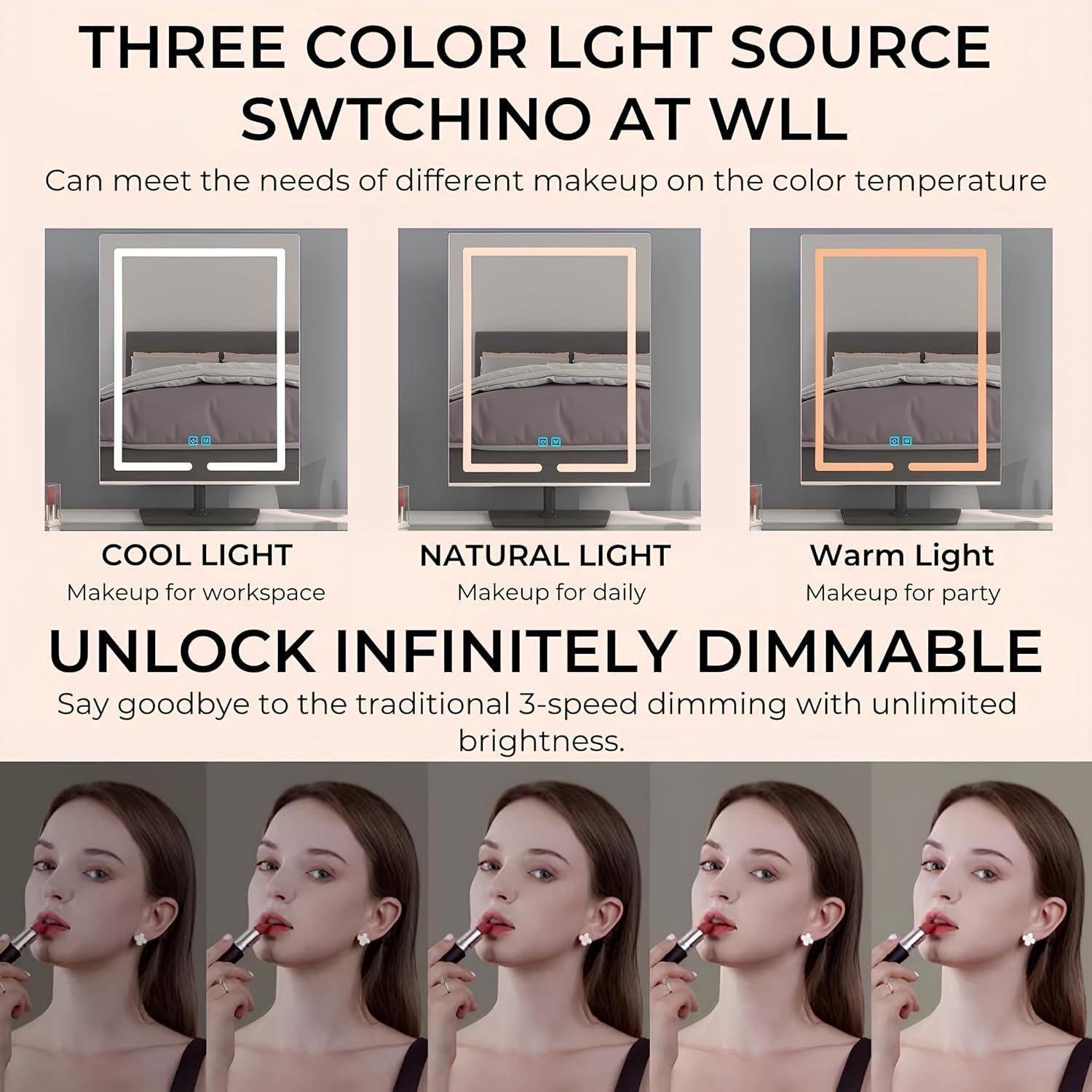 Espejo de Maquillaje Iluminado ENJNST 45x32 cm Bronce