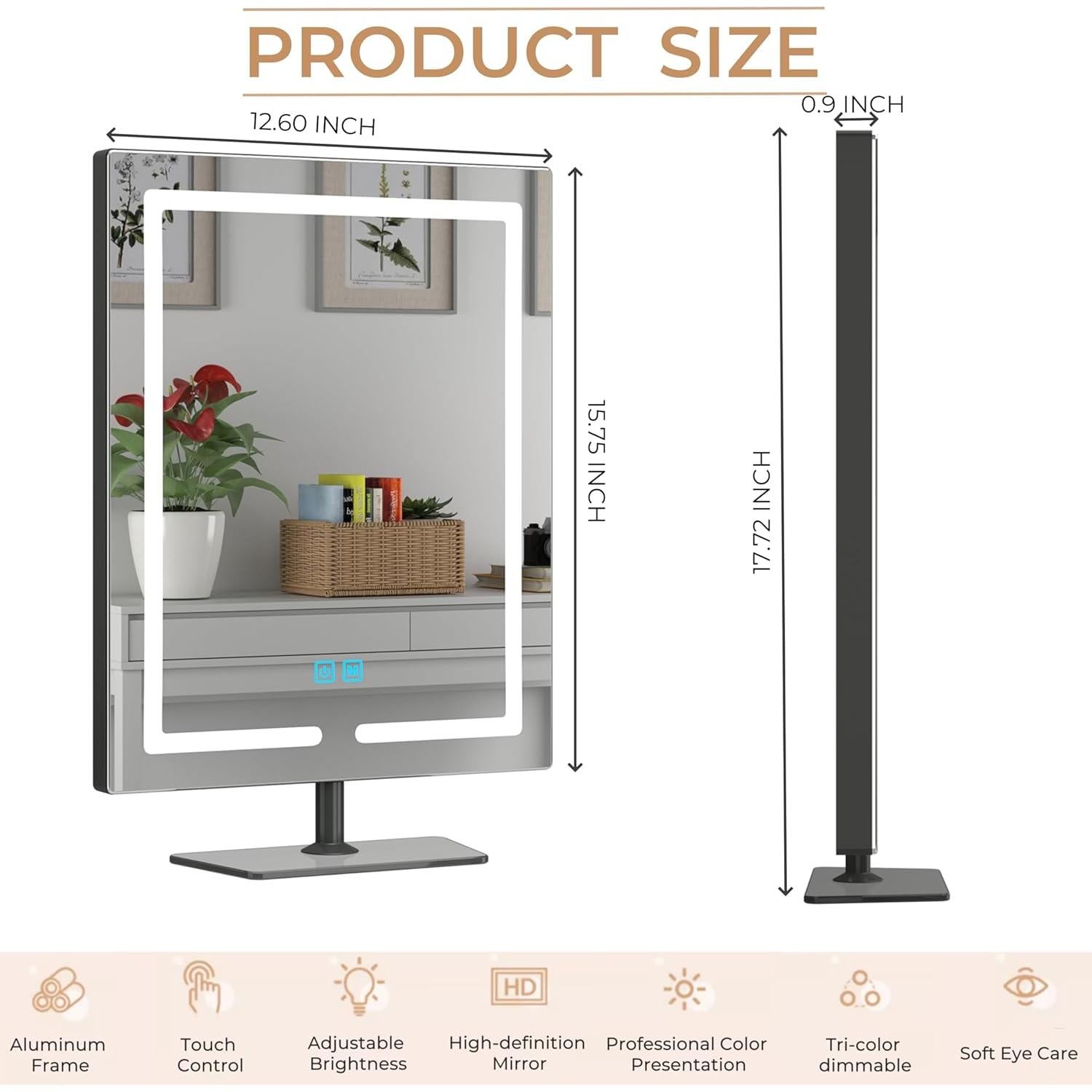 Espejo de Maquillaje Iluminado ENJNST 45x32 cm Bronce