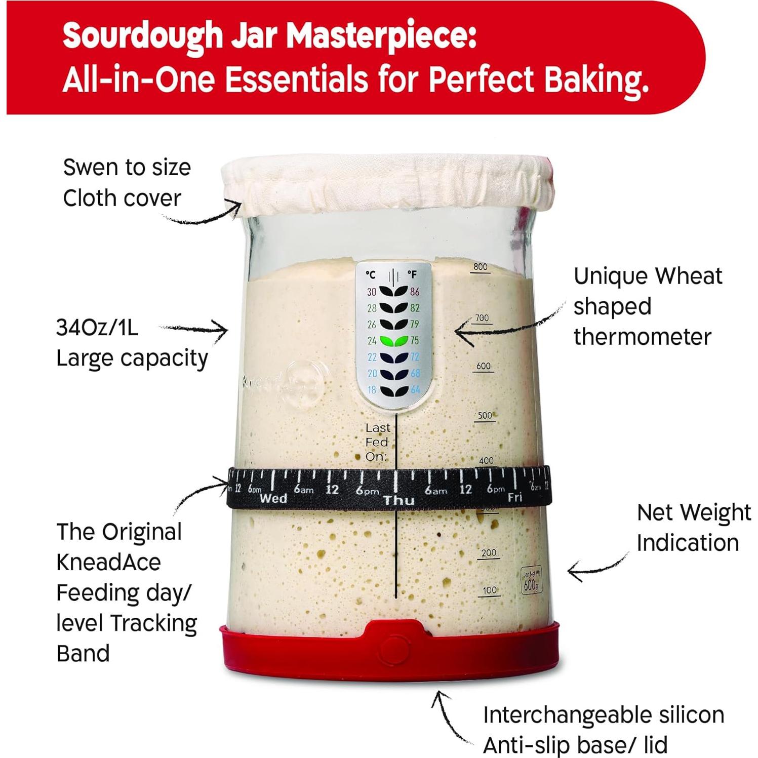 Kit de Inicio Pan de Masa Madre KneadAce 710 ml 2 Piezas