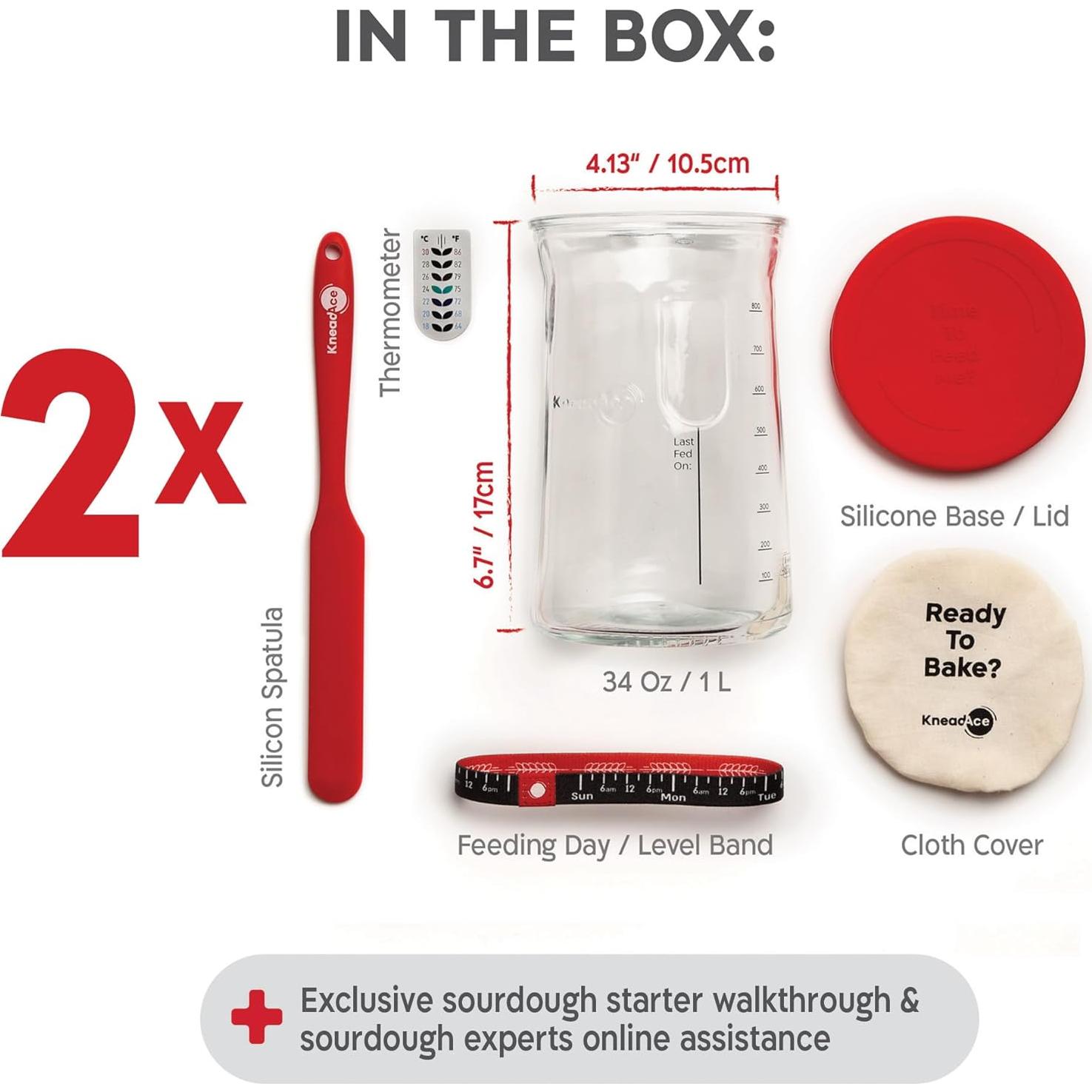 Kit de Inicio Pan de Masa Madre KneadAce 710 ml 2 Piezas