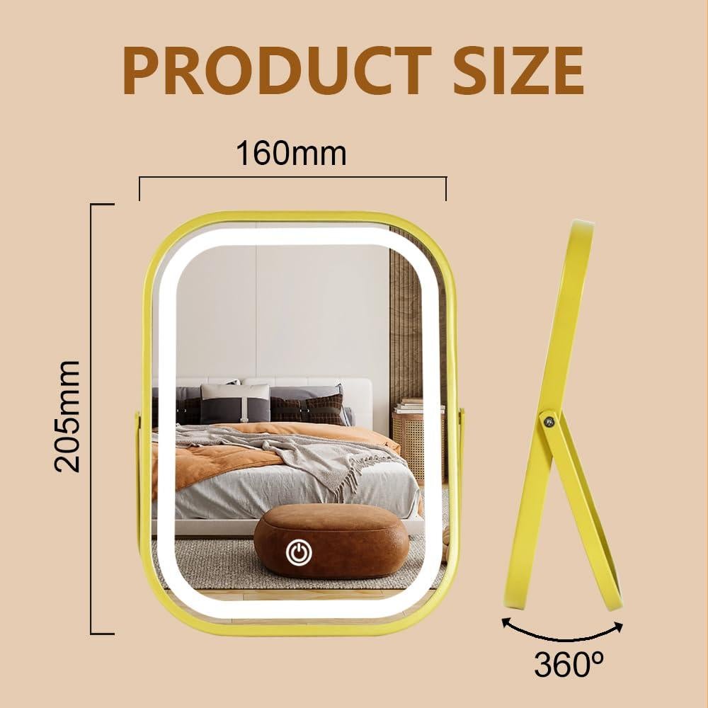 Espejo de tocador iluminado YEKKOPT 20x15 cm recargable